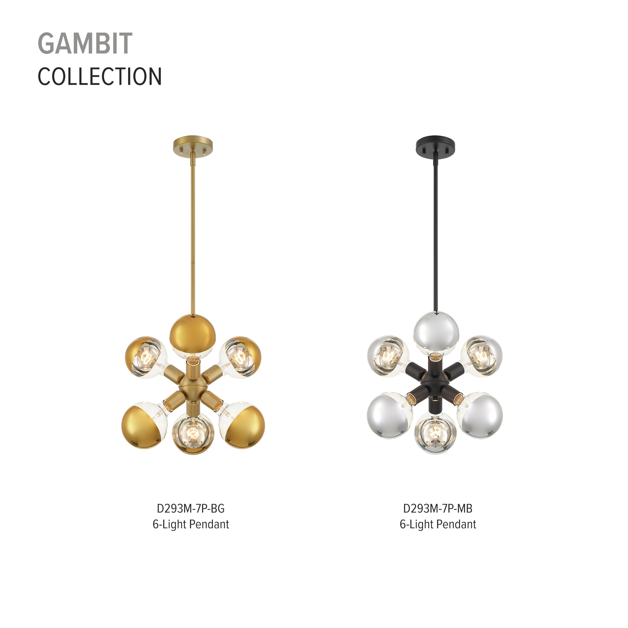Gambit Brushed Gold 7" Mid-Century Modern Pendant Light