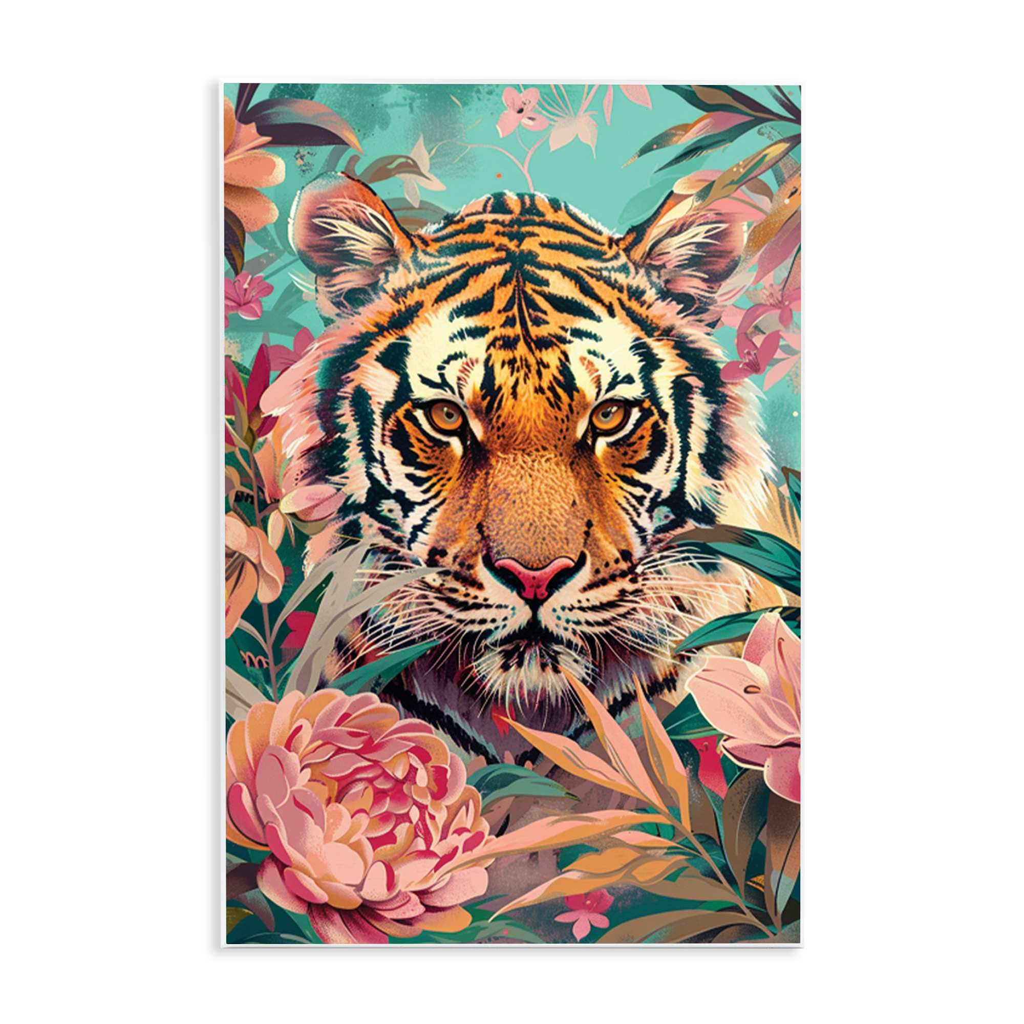 Stupell Industries BT-893-WD-10X15 Fierce Tiger In Waiting Wall Plaque Art By LSR Design Studio 10 x 15