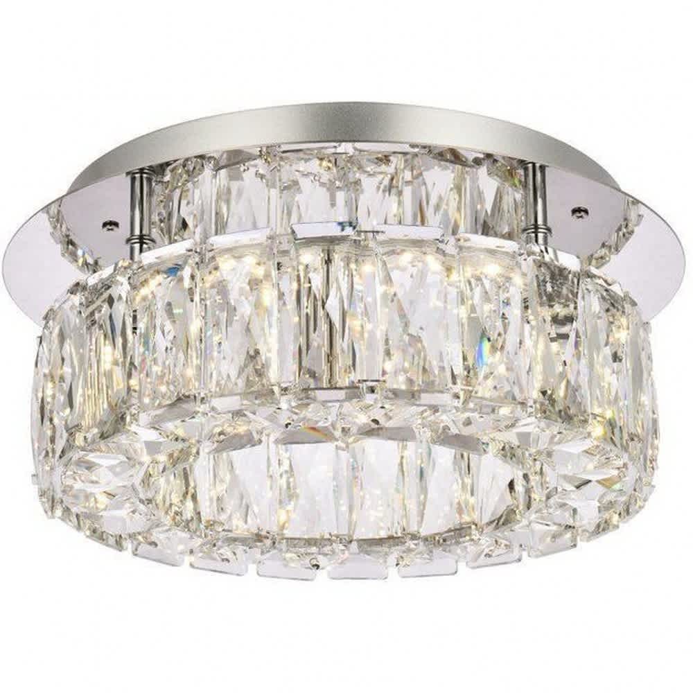 Elegant Lighting A-EL-3503F12C Monroe 1 - Light Chrome Modern - LED Crystal And Metal Flush Mount Light