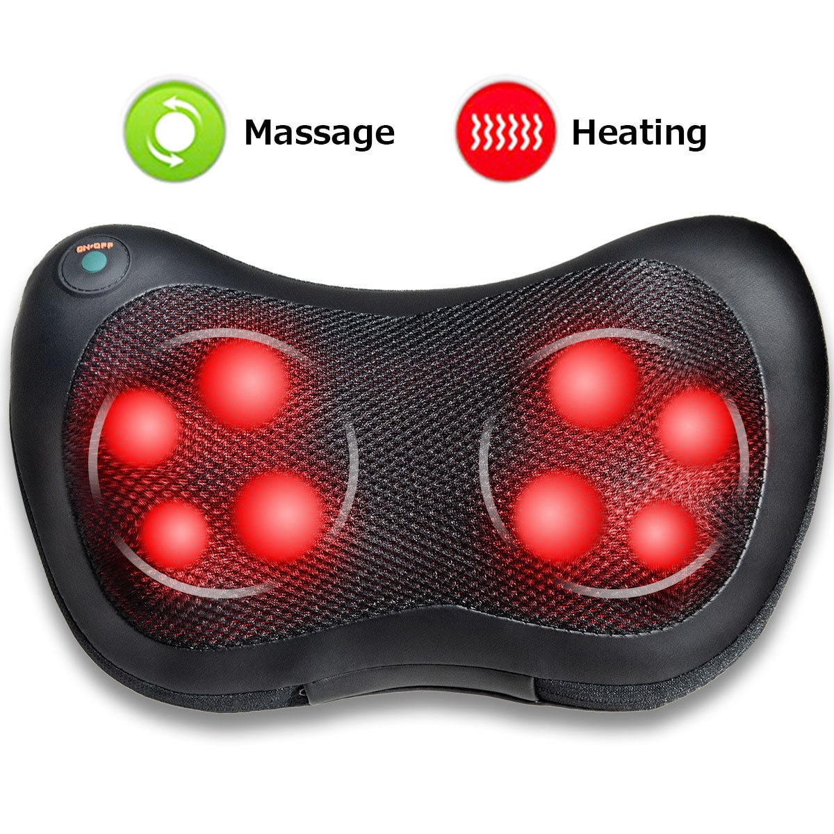 Costway  Shiatsu Shoulder Neck Back Massage Pillow with Heat Deep Kneading Massager Car Seat
