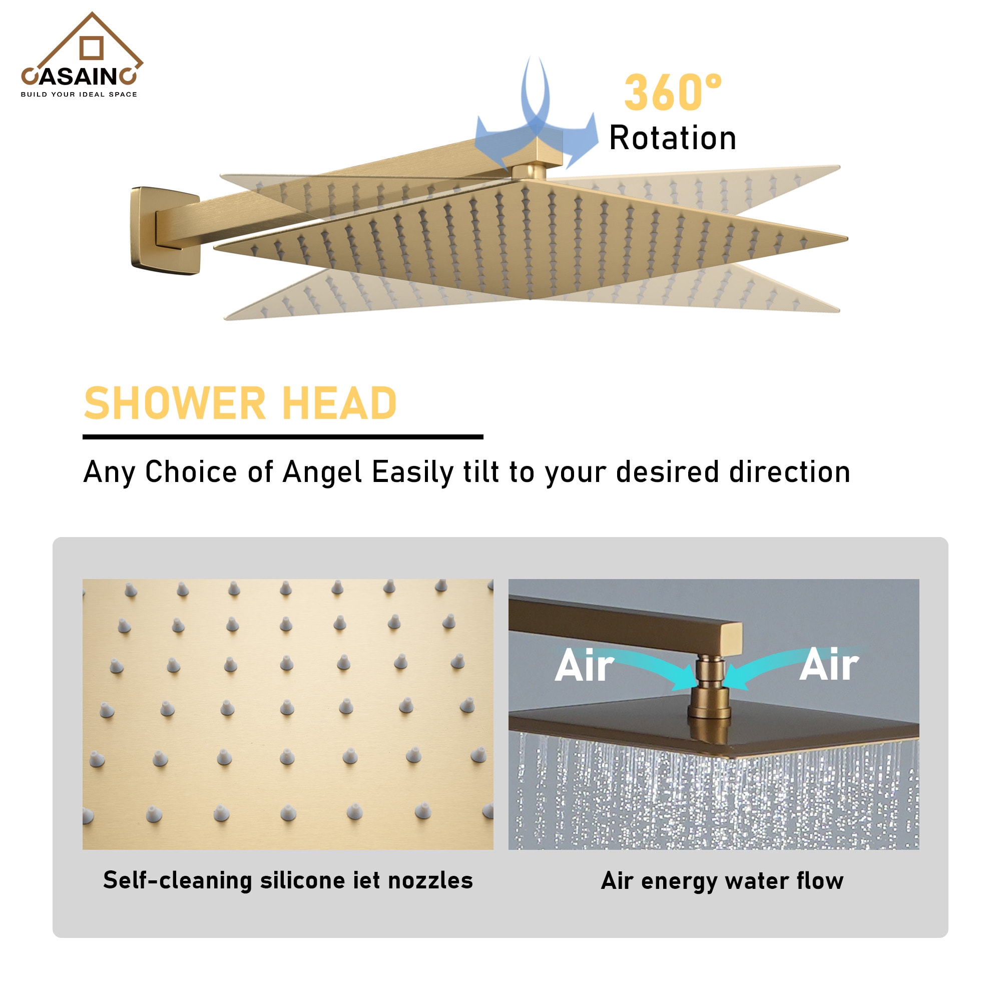 CASAINC CS6077-BG Showerhead-Bar-Panels - View #10
