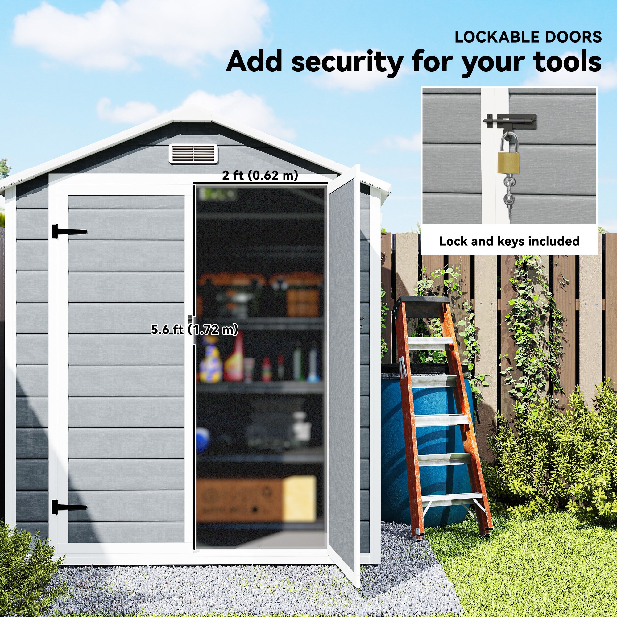 Outsunny 845-953V00GY Vinyl-Resin-Storage-Buildings - View #8