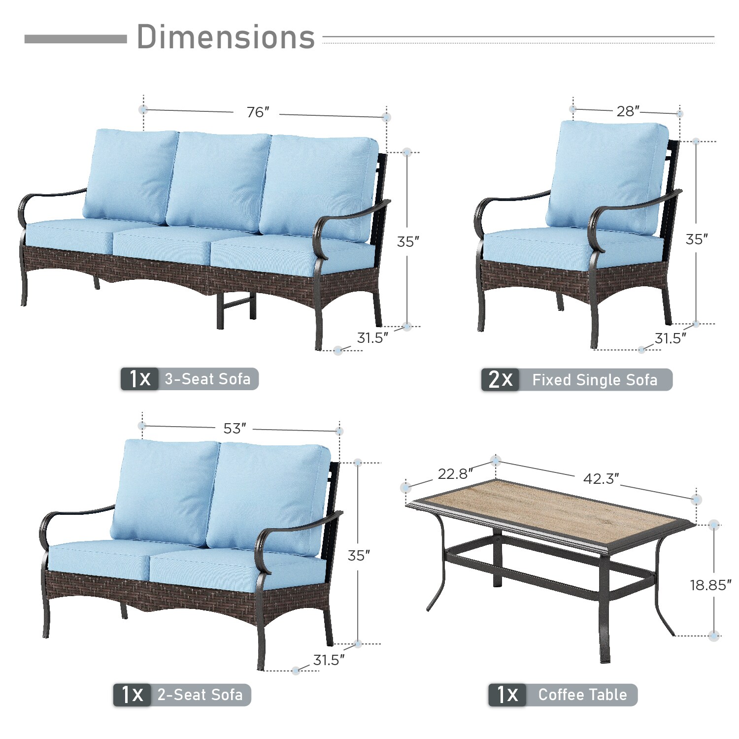 Sunshine Valley CR001-13-7-BL Patio-Conversation-Sets - View #11
