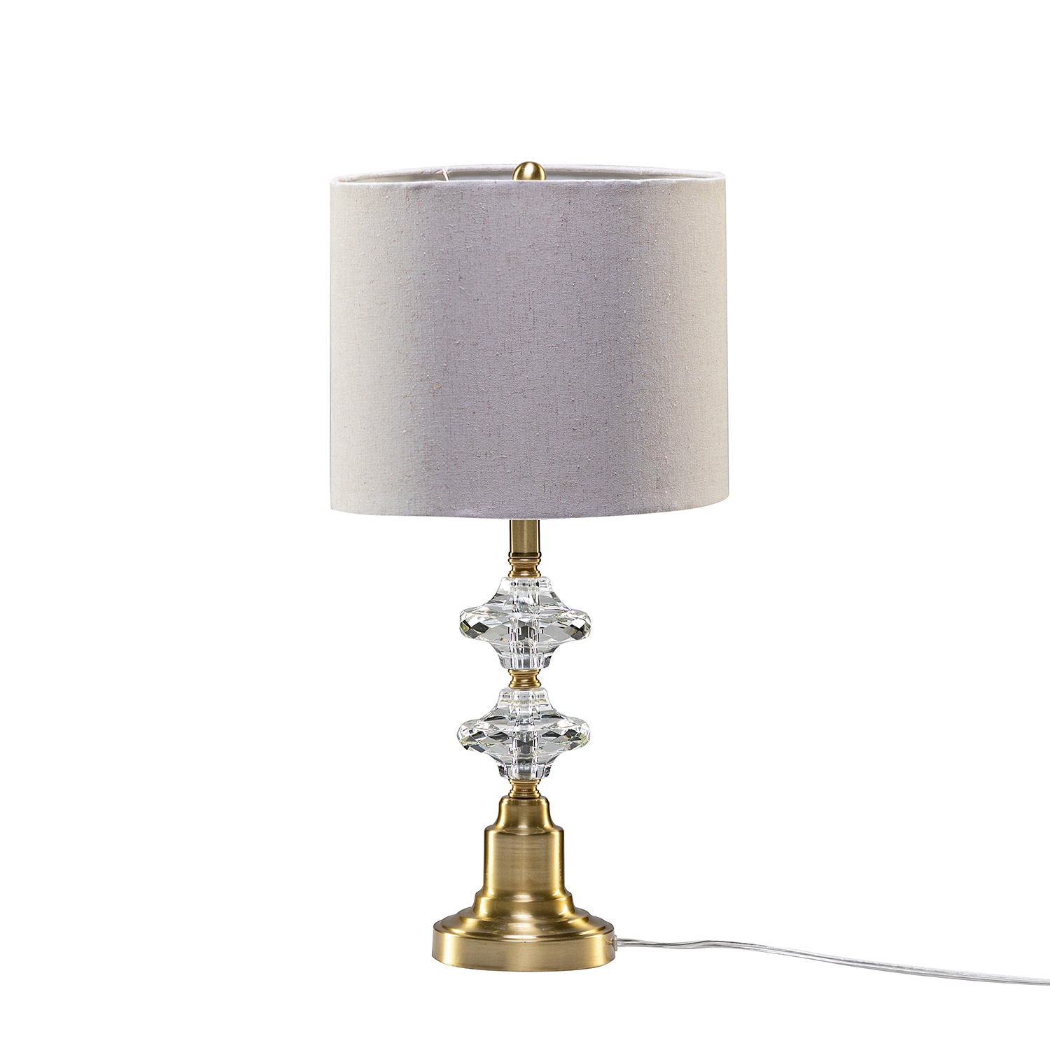 Maincraft D01-1137014 Sigeum 22-in Modern LED Table Lamp with Linen Blend Shade and Crystal Decorations