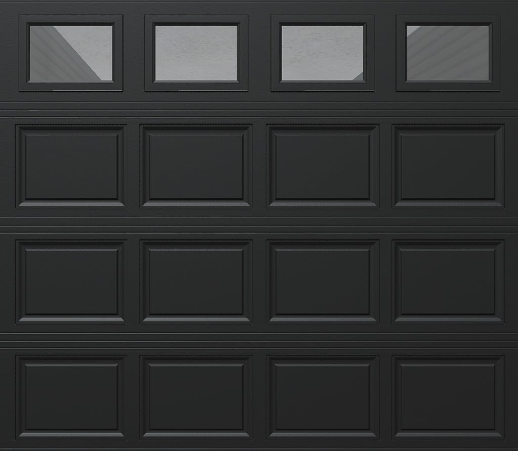 Wayne Dalton 8500CRBLCLRI87 Classic Steel Model 8500 8-ft x 7-ft Insulated Black Single Garage Door with Windows