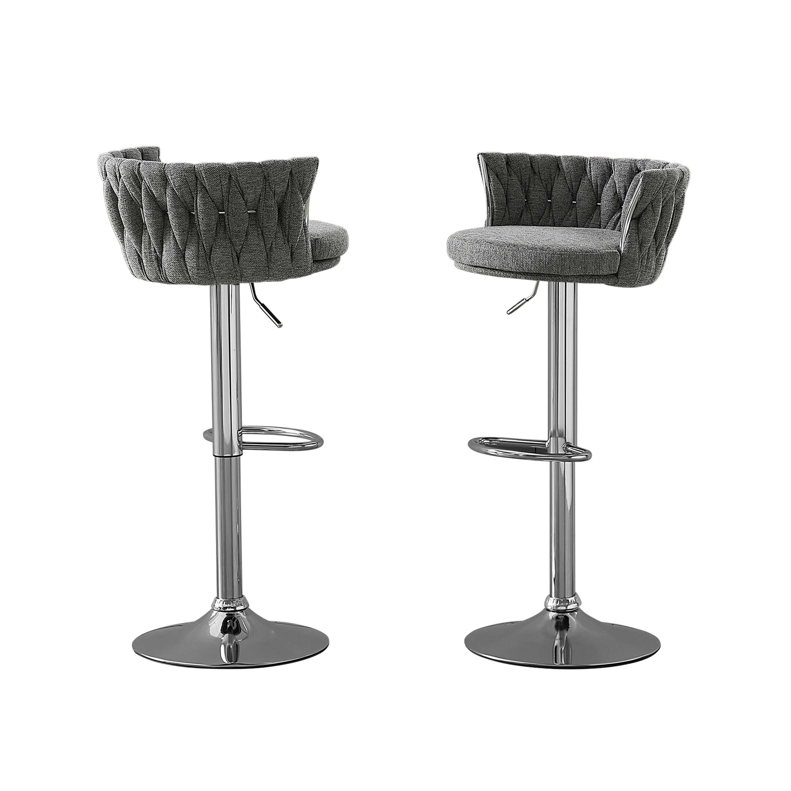 Art Leon BS015-LIGHTGREEN 2 -Set Green 23.81-in H Adjustable Height Short Round seat Upholstered Swivel Metal Bar Stool with Arms