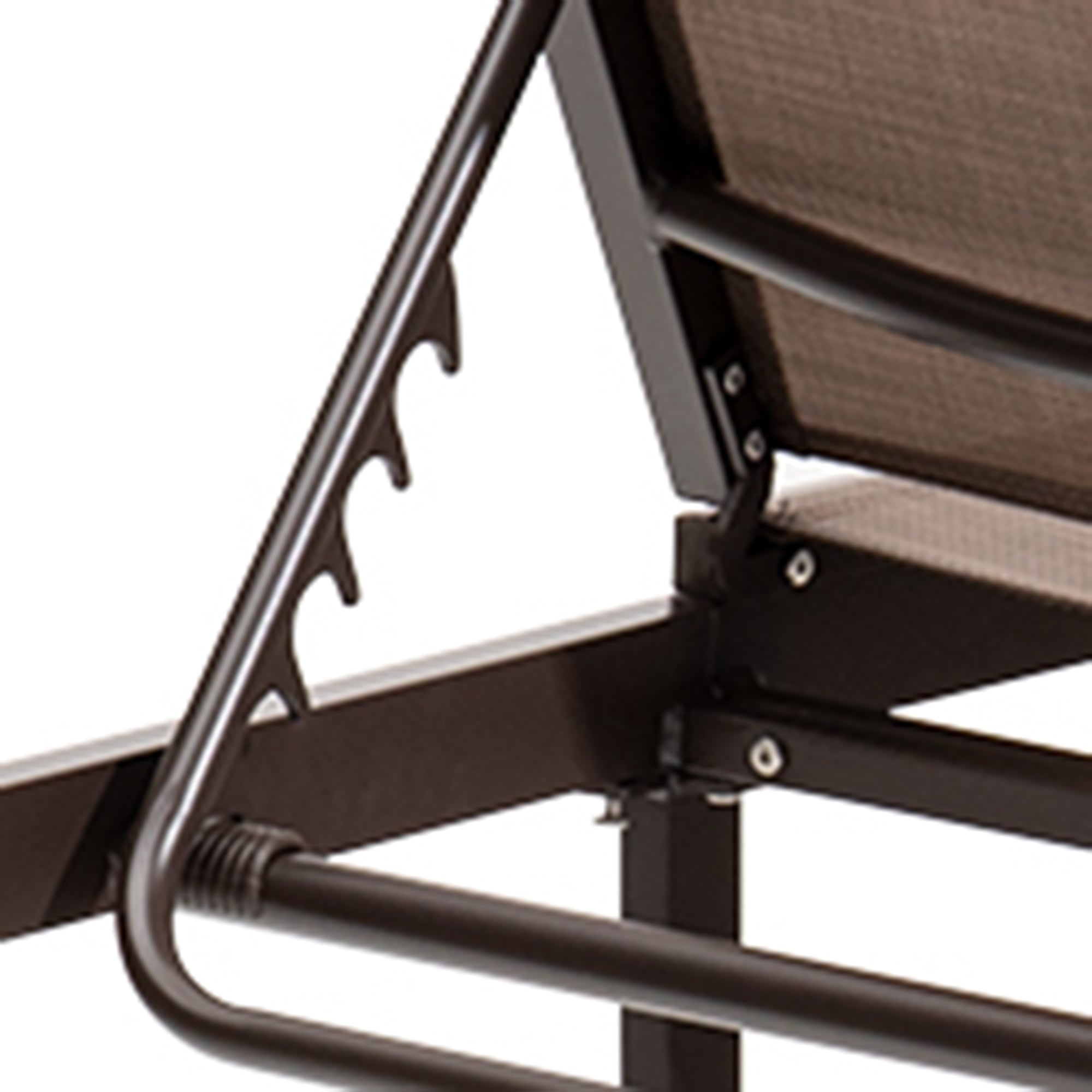 Brown Aluminum Adjustable Outdoor Chaise Lounge with Cushion