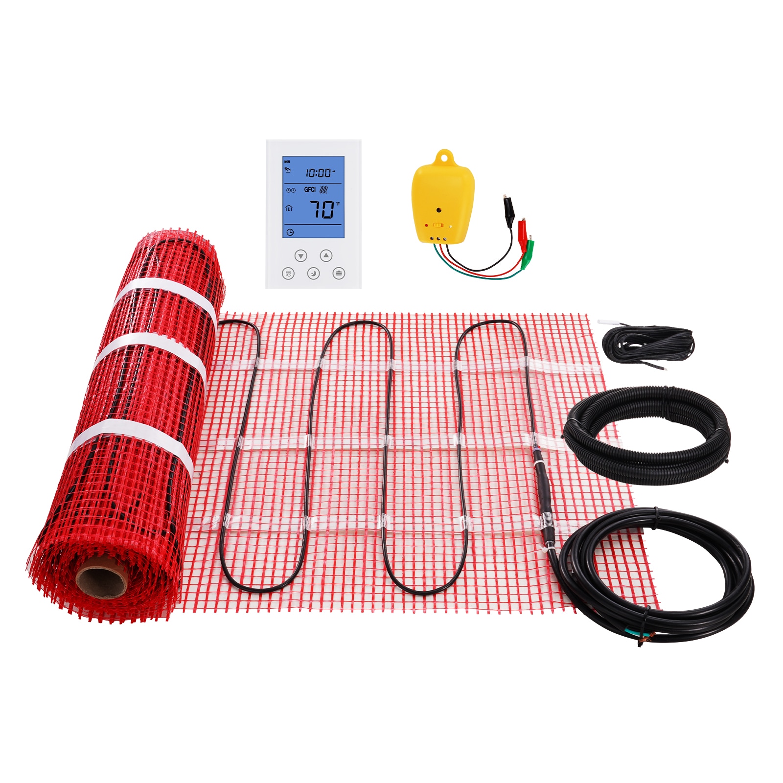 GIVIMO 30-sq ft Electric Floor Heating Mat with Digital Thermostat featuring Radiant In-Floor Warming System with Sensor and Adhesive Back for Tile Install #LW038GIVSS183
