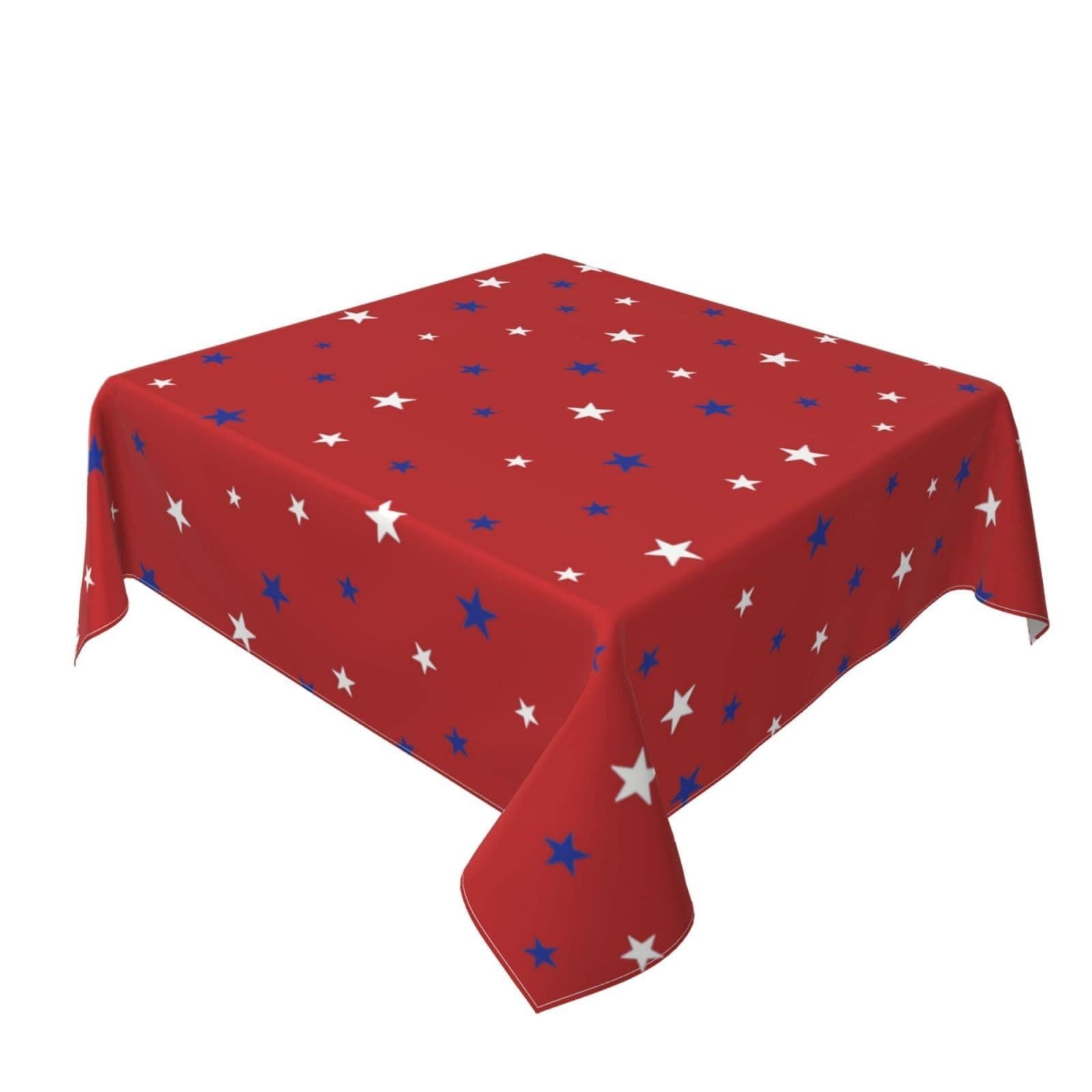Phewnyzo 60 Inch Square Patriotic Tablecloth Piece Red Blue Stars American Flag Design for 4 to 6 Person Table Independence Day Memorial Day #LPW0519W048