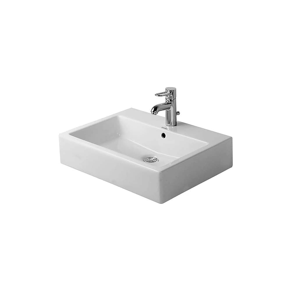 Duravit Vero 19 5/8 inch Rectangular Vessel Sink in White with Single Faucet Hole and with Overflow