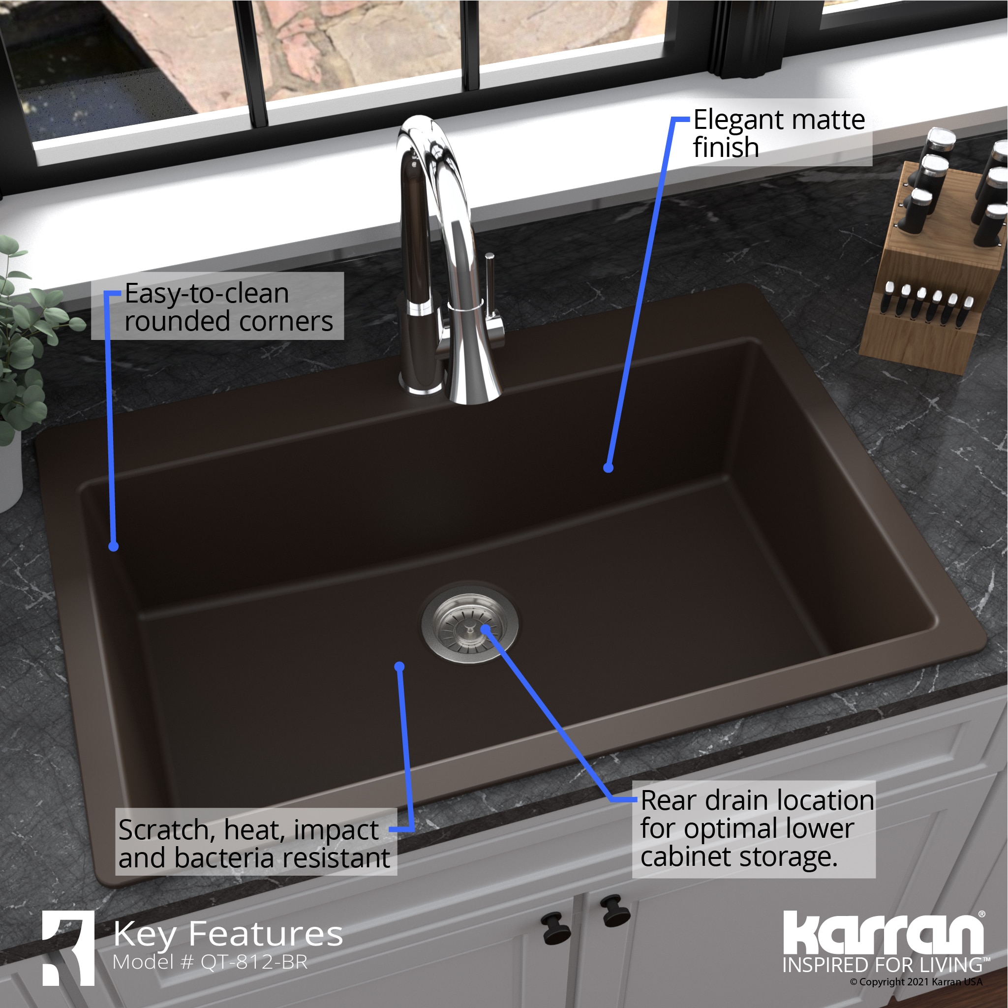 Karran QT-712 Quartz/Granite 33 in. Single Bowl Top Mount Drop-In