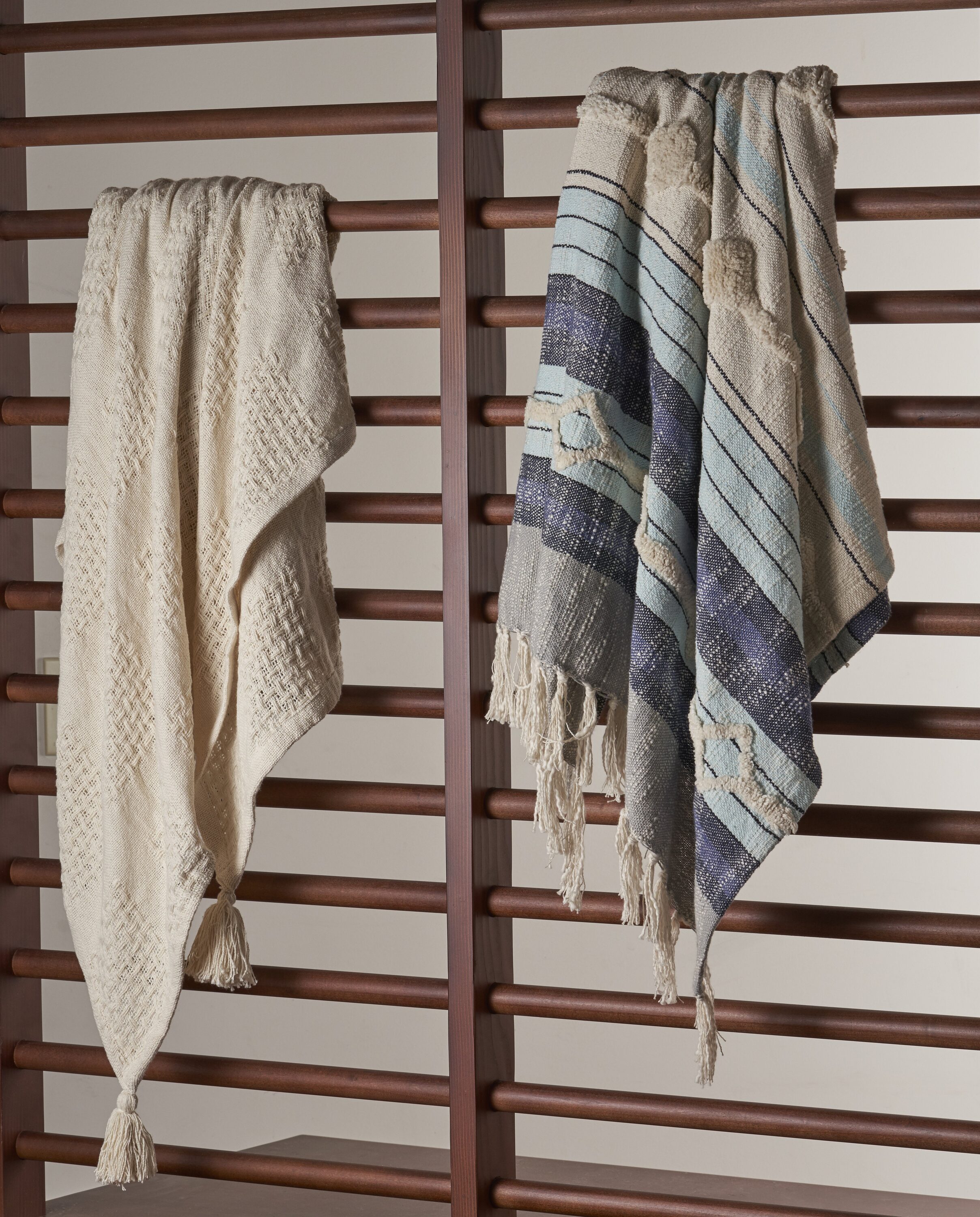 Cozy Harbor Organic Cotton Reversible Throw Blanket, Cream, 50" x 60"