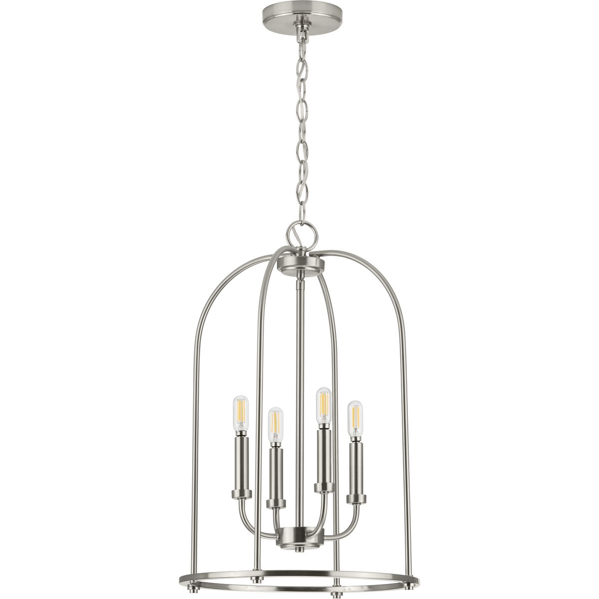 Leyden Brushed Nickel 4-Light Farmhouse Foyer Pendant