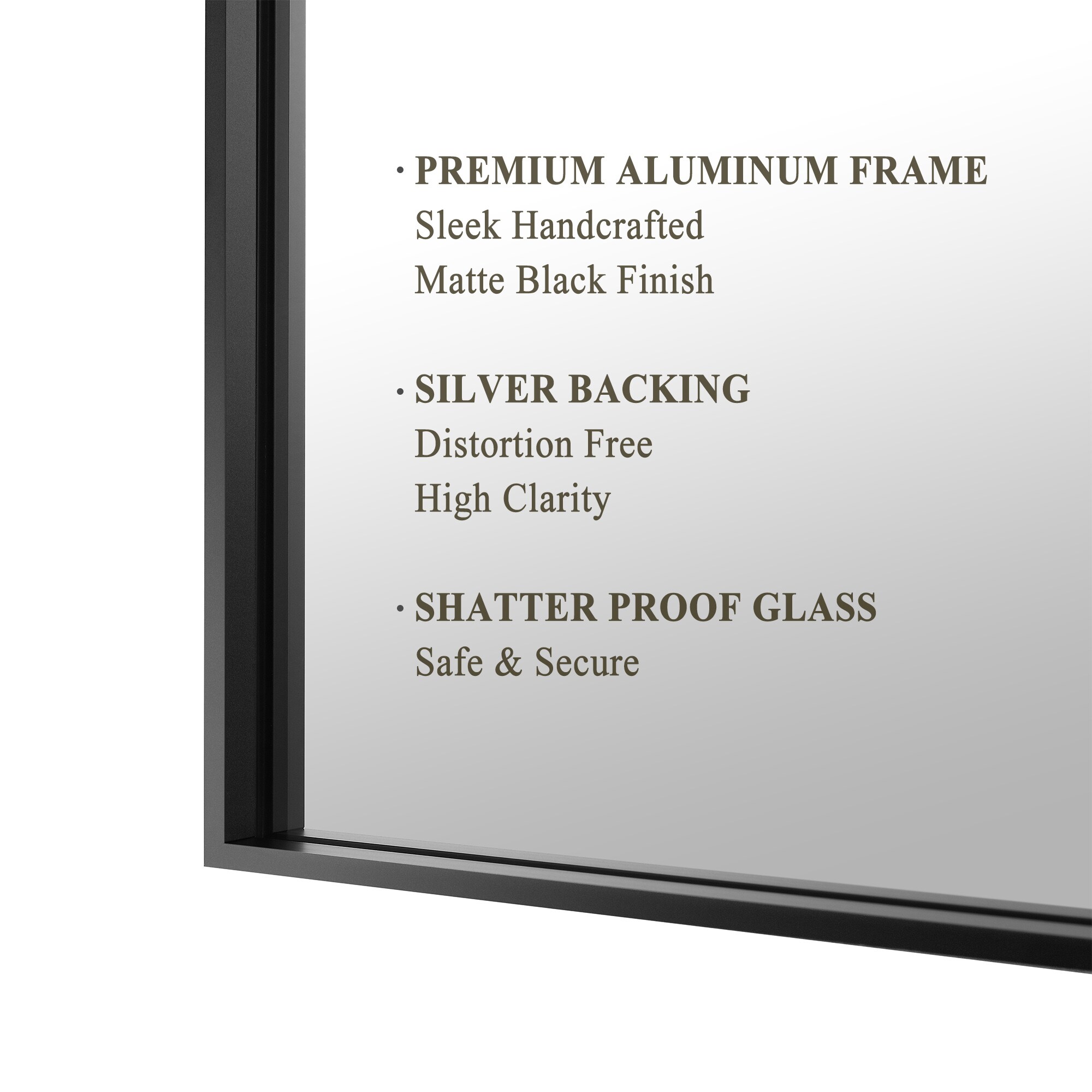 Modern Black Aluminum Framed Rectangular Bathroom Vanity Mirror