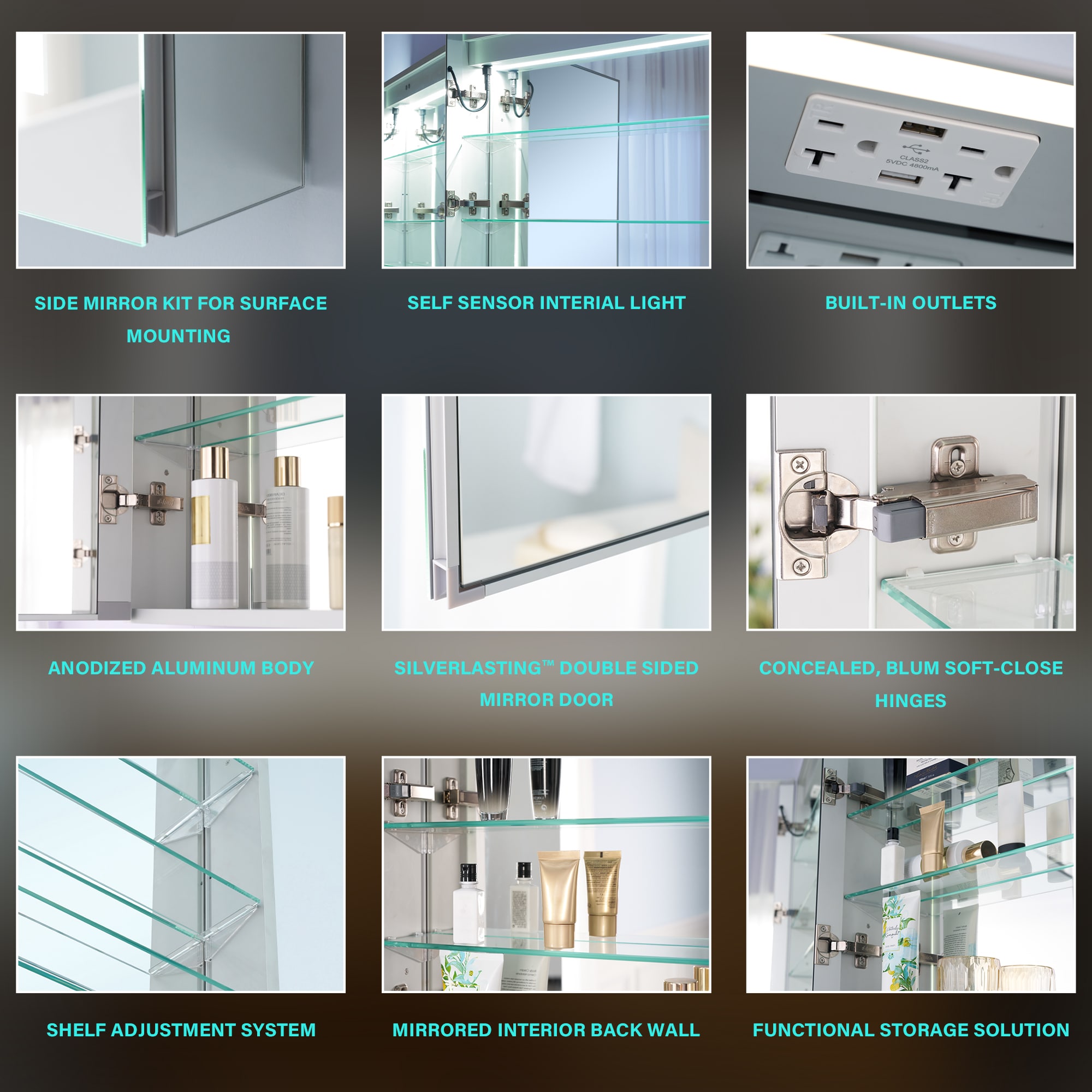 WELLFOR EX-UNBV36GR Bathroom-Medicine-Cabinets - View #12