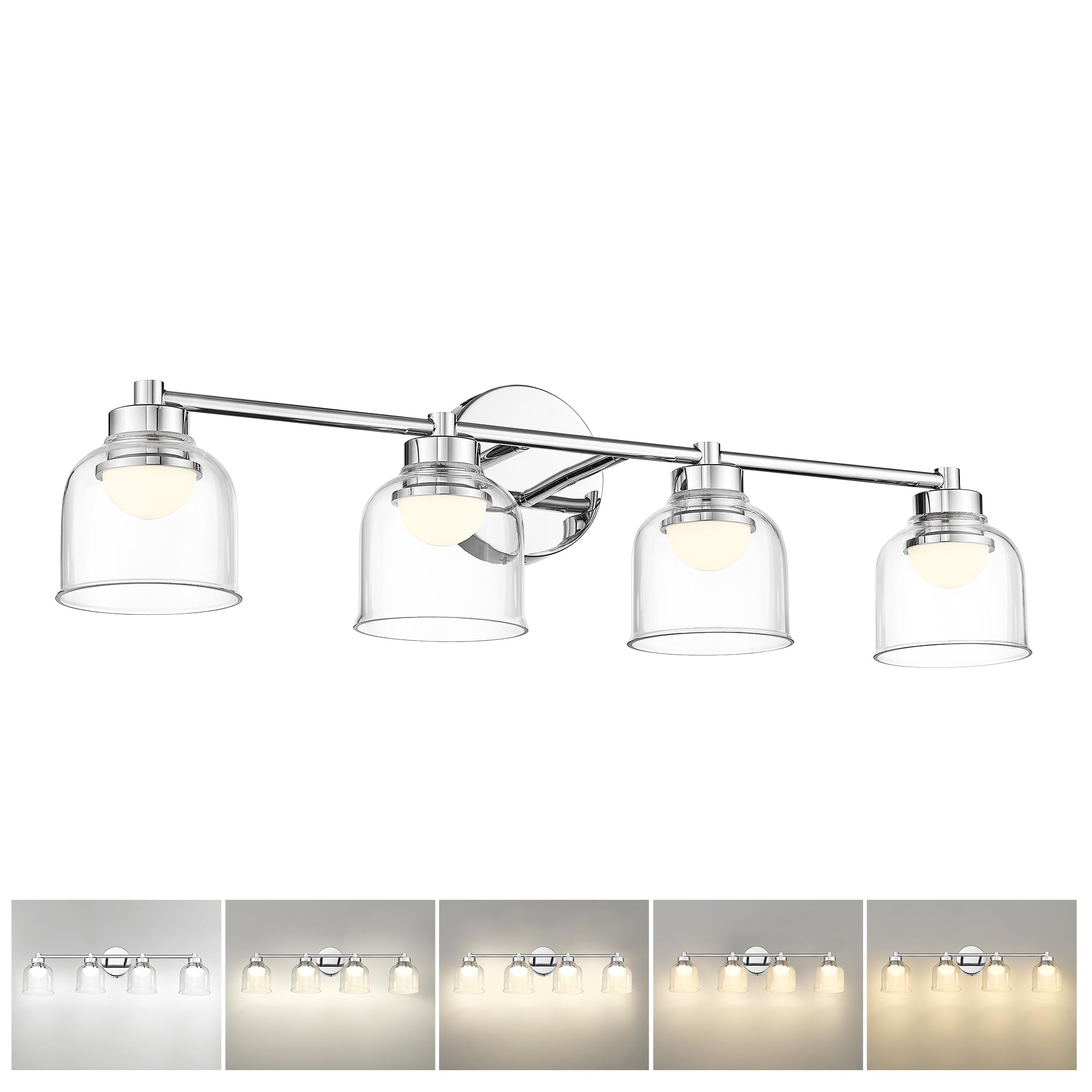 LTMATE LS5HJF94B-4W LED CH JAZAVA 28-in 4 -Light Chrome Integrated LED Industrial Vanity light