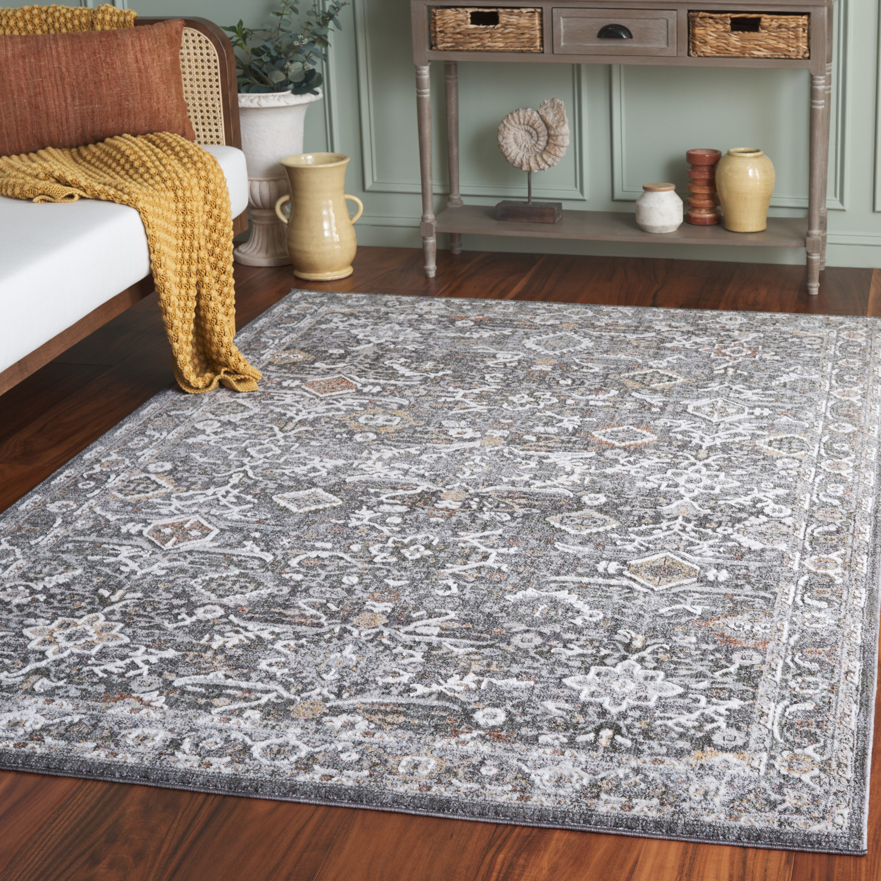 Scarlett 406F Grey/Ivory Rust 4 x 6 Rectangular Area rug