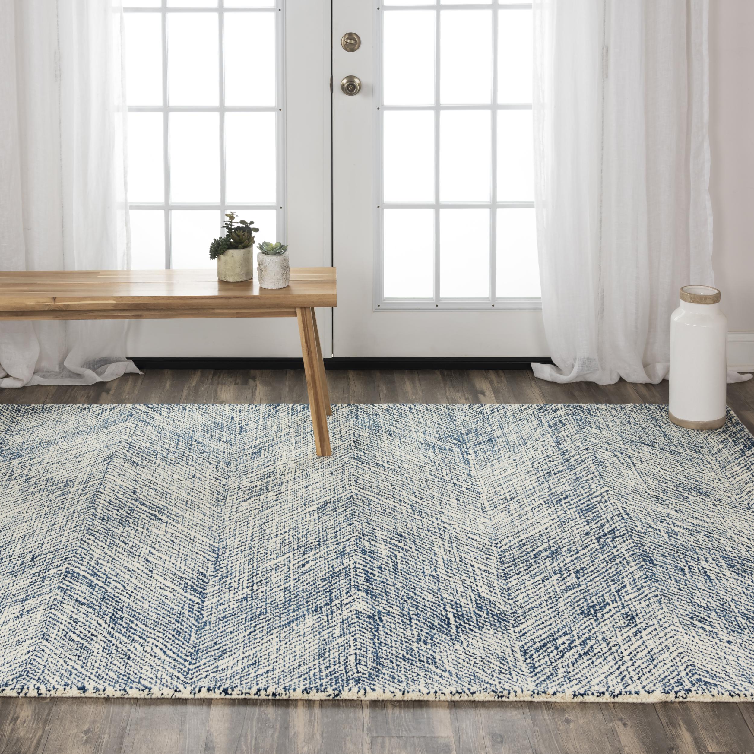 Alora Decor 01401410237570576 Trace 5 x 7 (ft) Tufted Wool Blue Rectangular Indoor Geometric Mid-Century Modern Area rug
