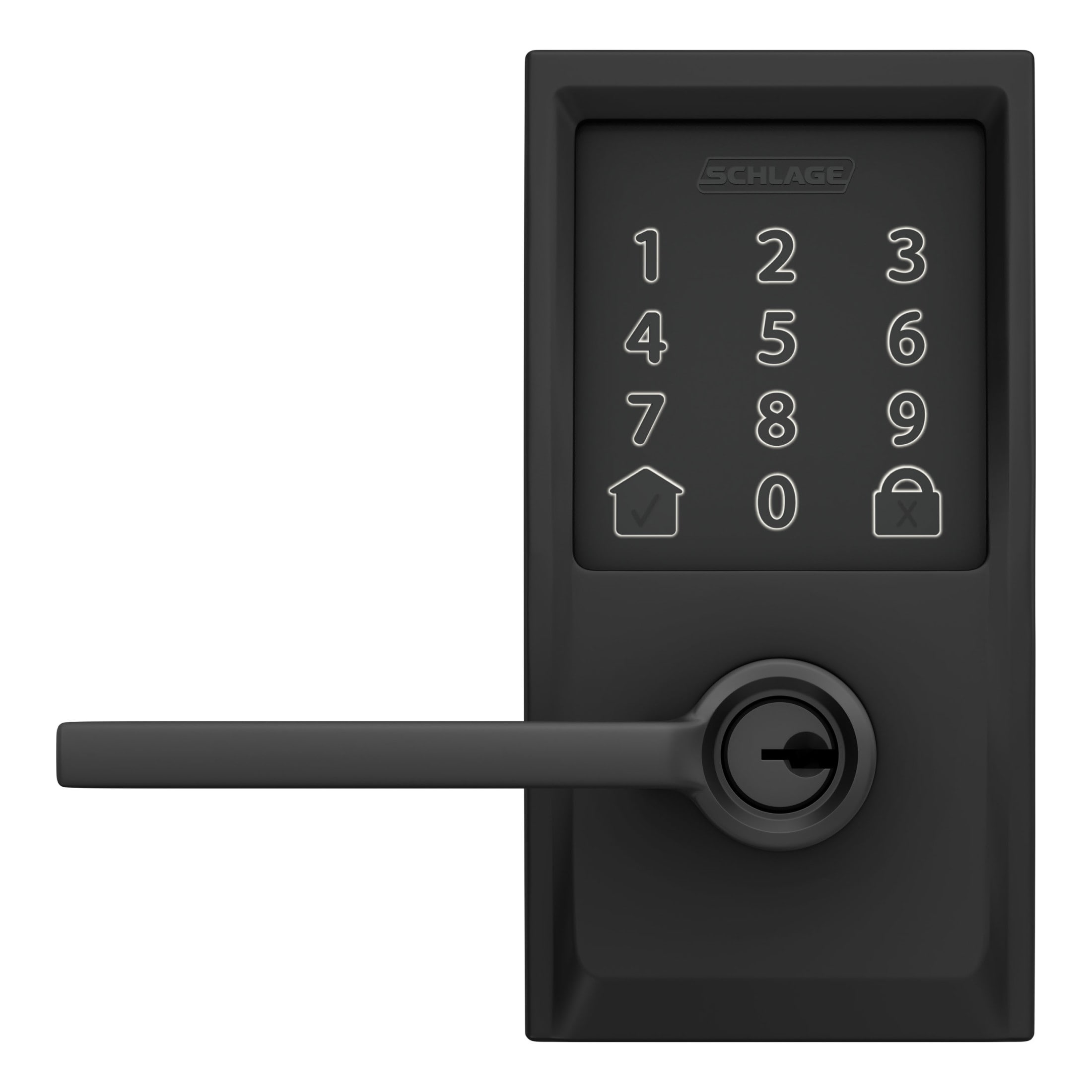 Schlage Encode Lever Century-Latitude Matte Black Wifi Bluetooth Electronic  Handle Lighted Keypad Touchscreen Smart Lock in the Electronic Door Locks  department at