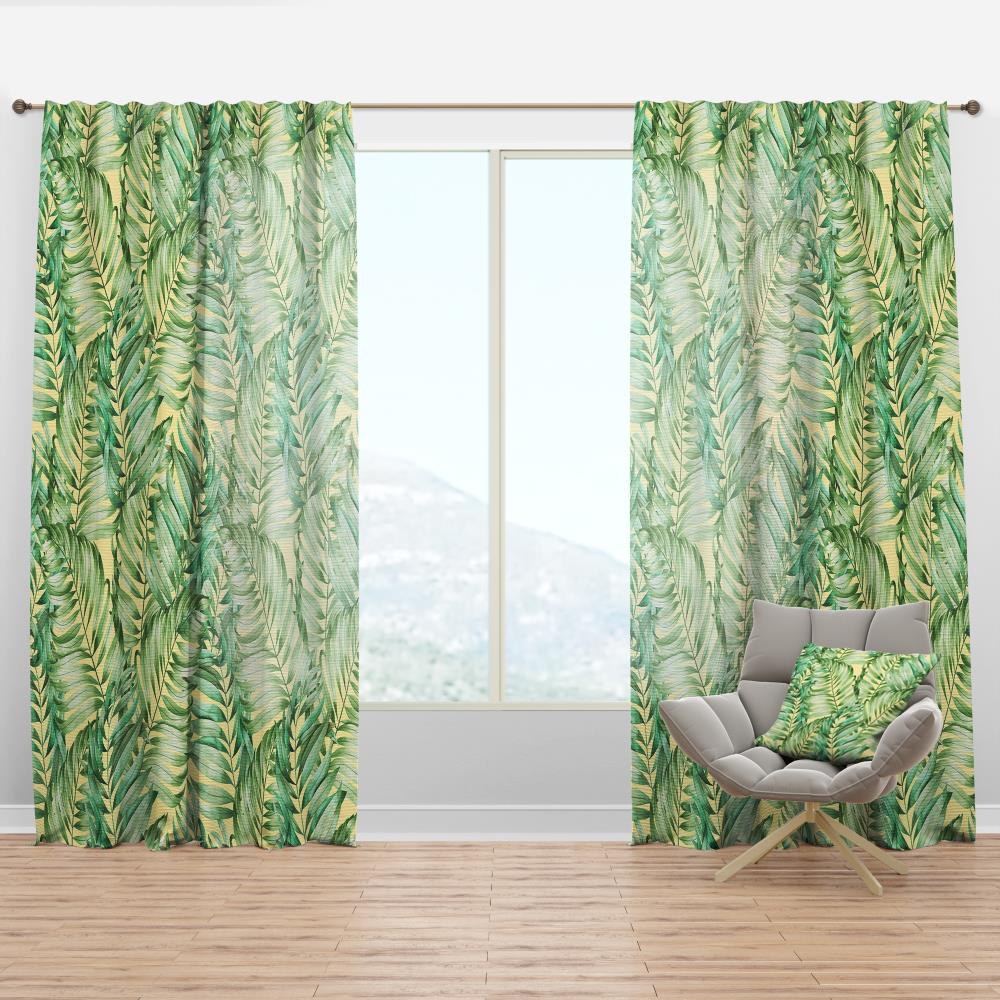 Designart CTN24541-52-108 108-Inches Green Abstract Room darkening Thermal lined Rod pocket Single curtain panel