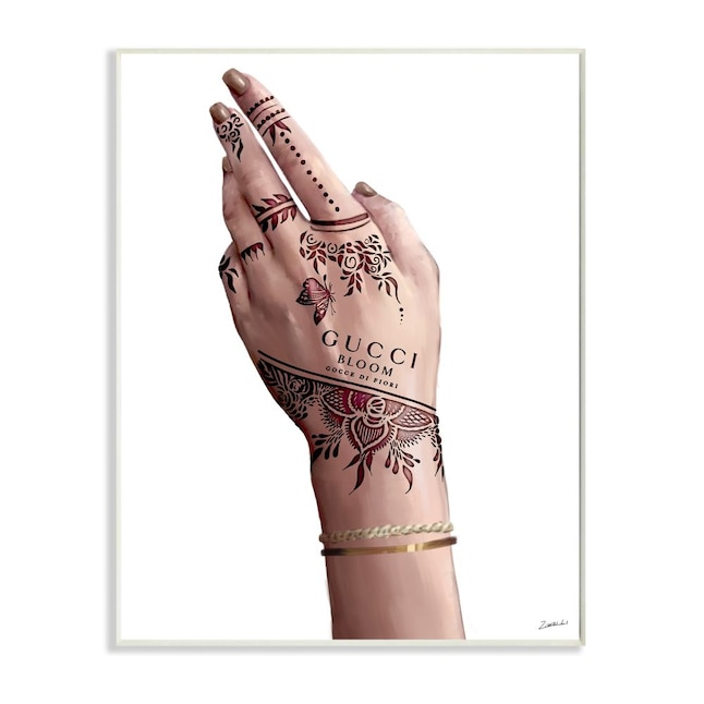 Stupell Industries Elegant Woman's Hand Pose with Fashion Tattoo Wood Wall Art - Multi-Color - 10 x 15