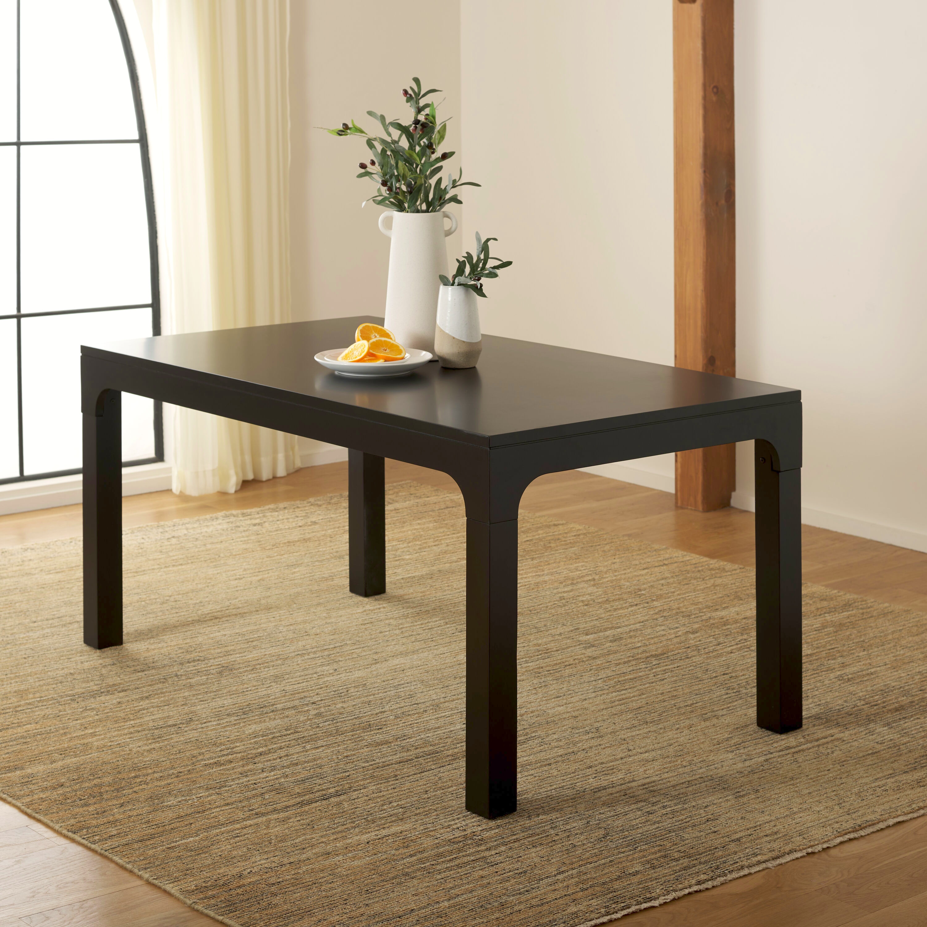 Safavieh DTB5001B Gael Black Contemporary/Modern Dining Table, MDF with Stain Wood 34-in L x 30-in H