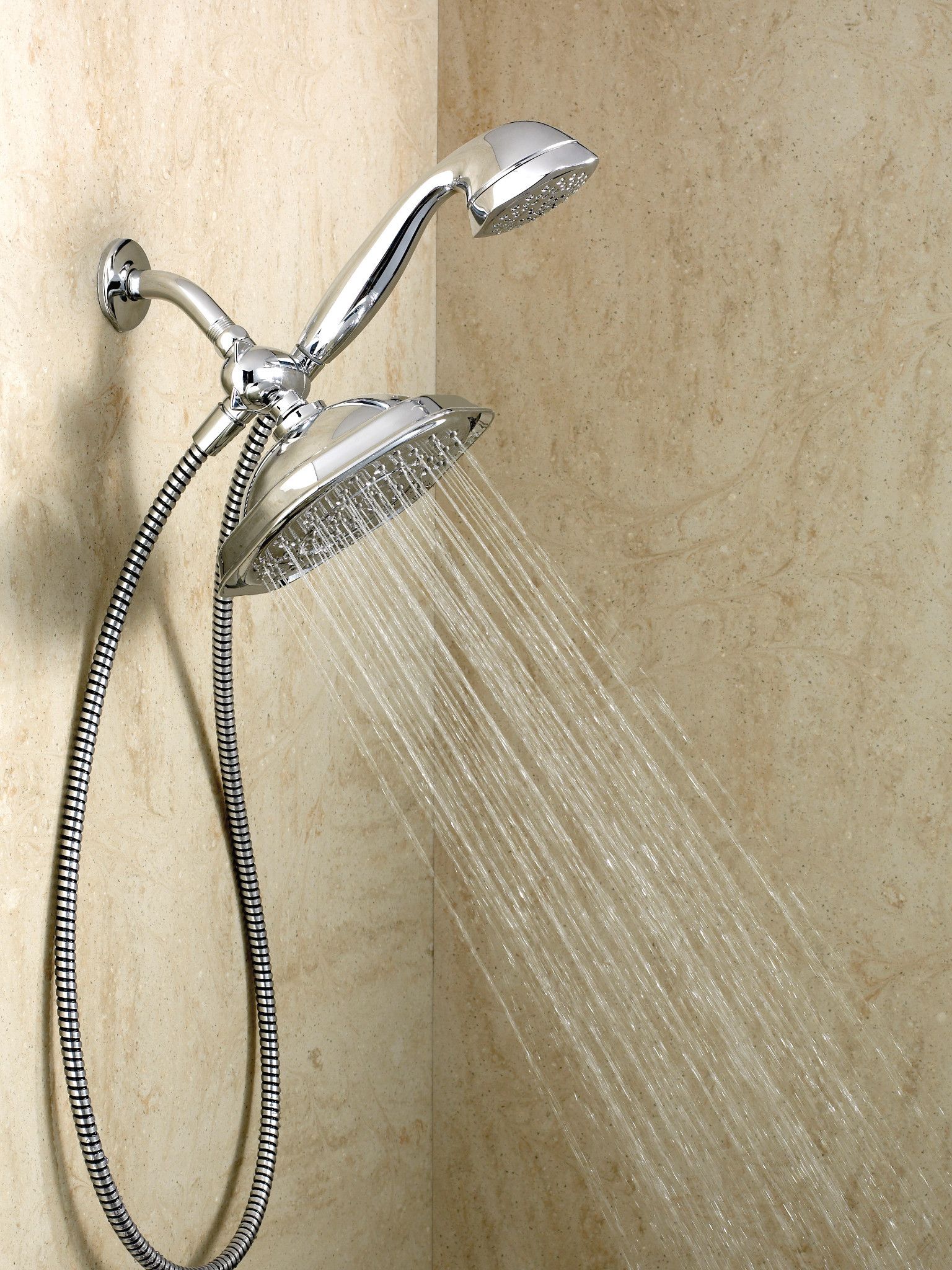 Chrome 9-Inch Rain Shower Head with Handheld Sprayer