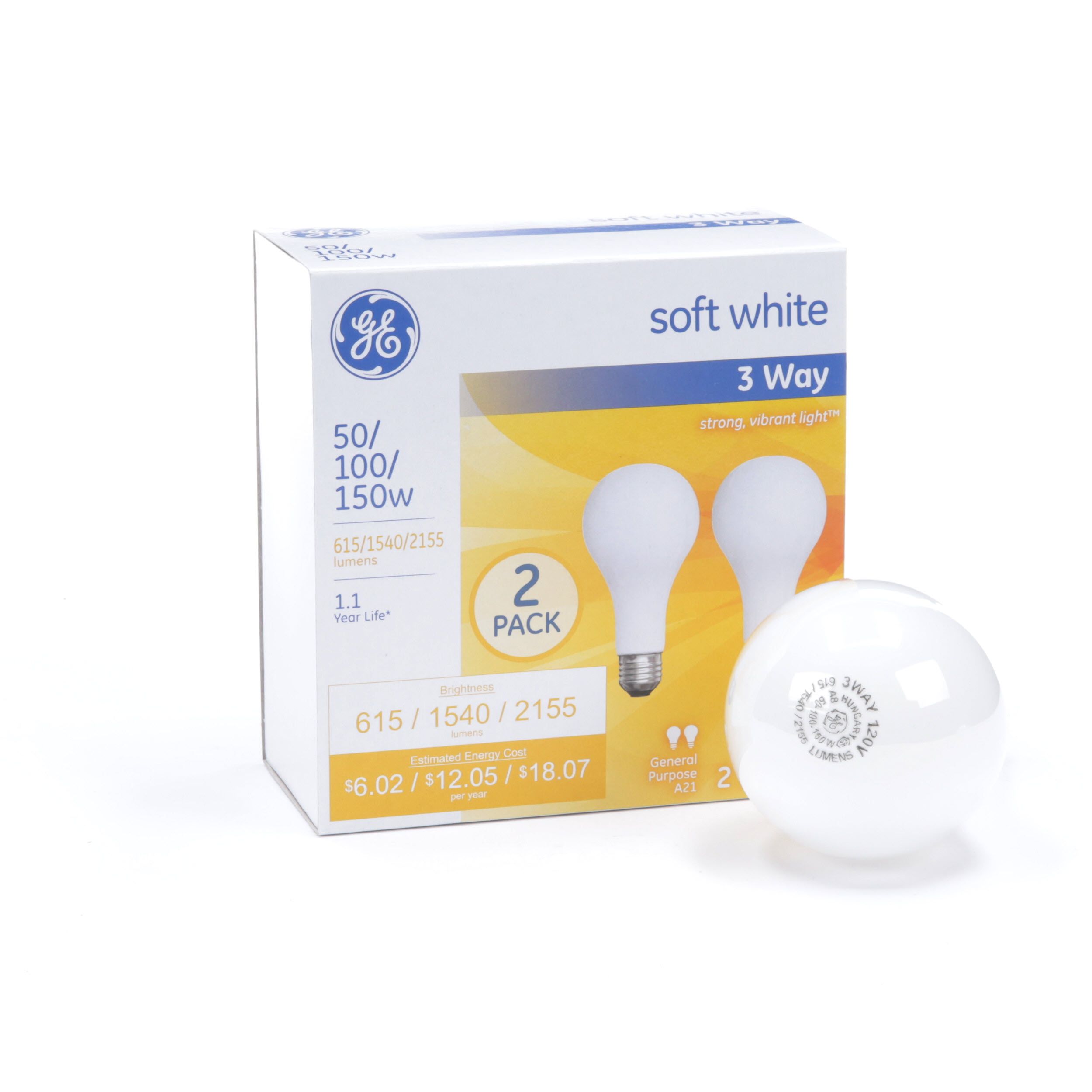 GE 97494 Lighting 50/100/150-Watt 3-Way Light Bulb Soft White 4-Pack 4 Pack