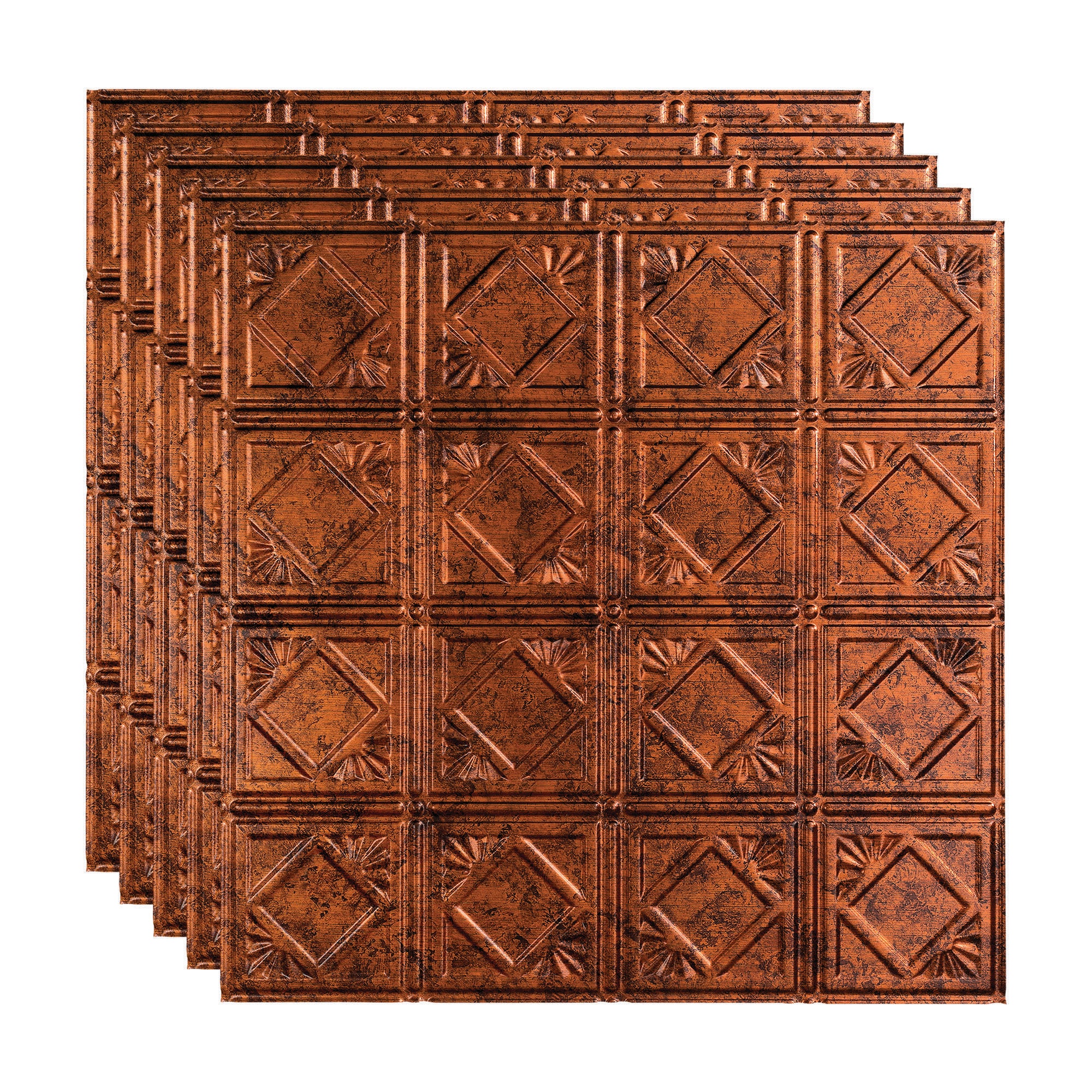 Fasade PL5518 2-ft x 2-ft Traditional 4 Moonstone Copper PVC Drop Ceiling Tile ( 5 -Pack, 20-Sq. Feet / Case )