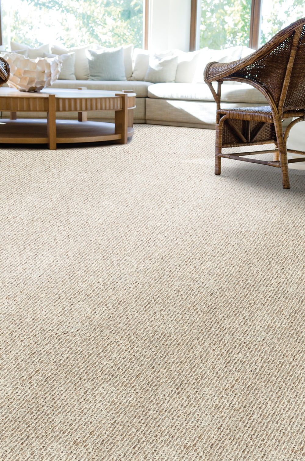 Seneca Beige Berber/Loop Indoor Carpet at 