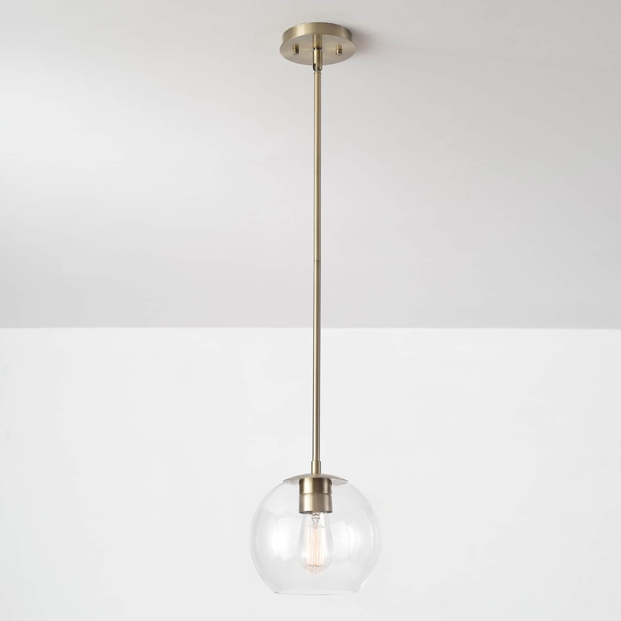 Globe Electric 60871 1 -Light Matte Brass Modern/contemporary Clear glass Bowl Medium Hanging Pendant light