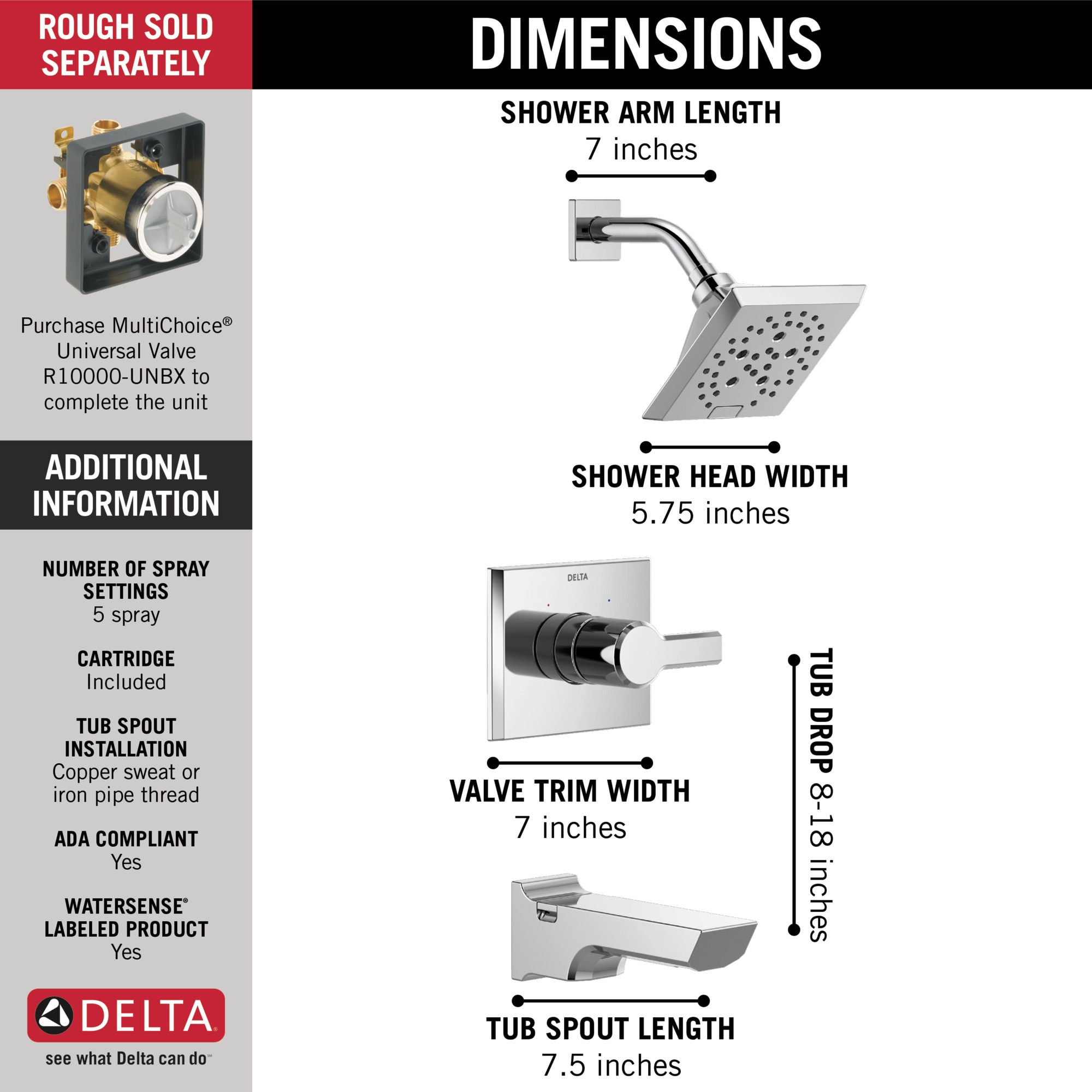 Delta T14499-PR Tub-Shower-Faucets - View #5