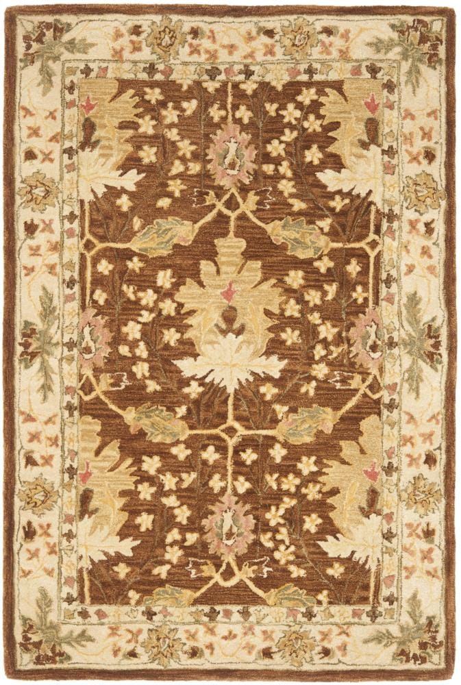 Hand-Tufted Brown and Beige Wool 4' x 6' Rectangular Rug