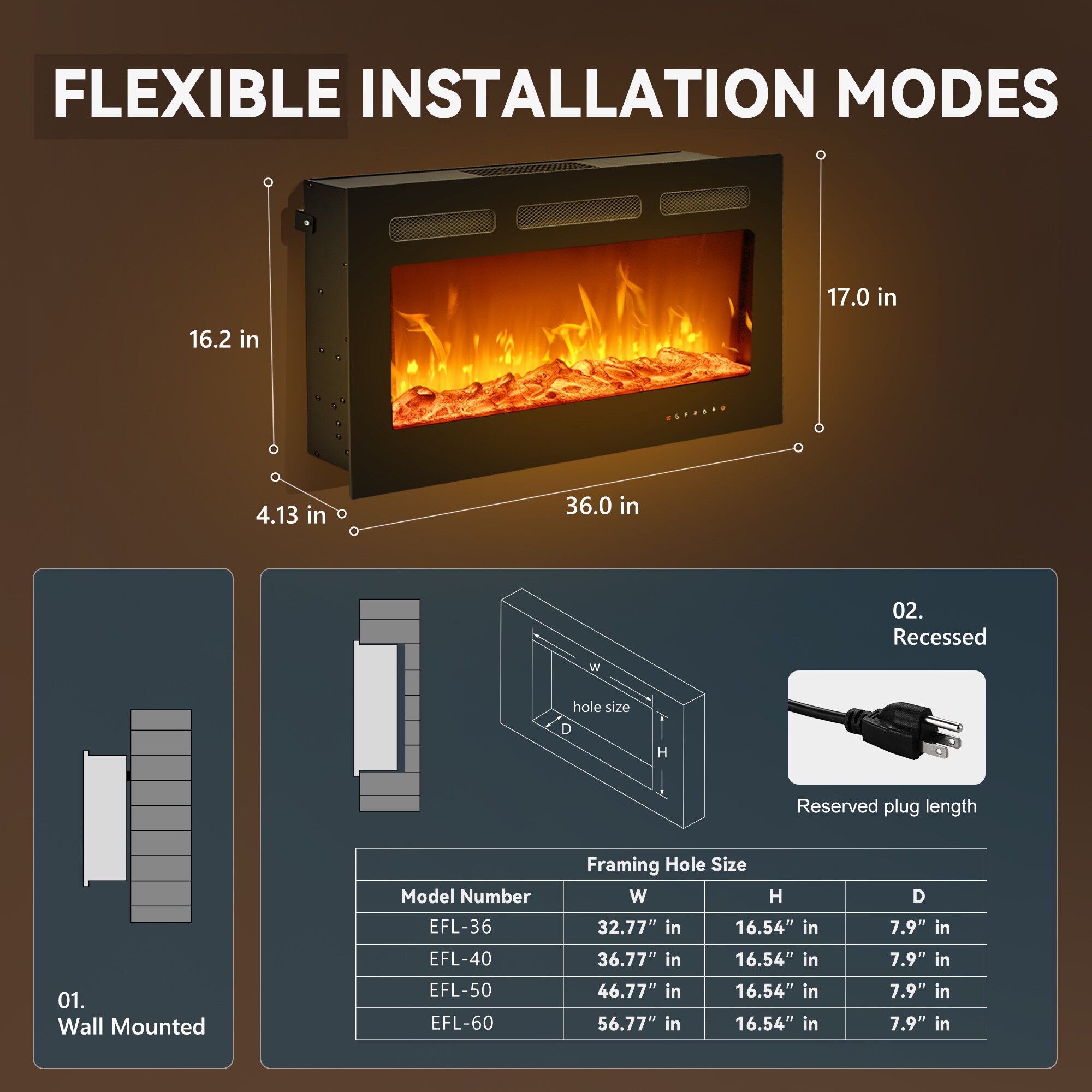 Euhomy EF002-36BL-E-LS-SC Electric-Fireplaces - View #4