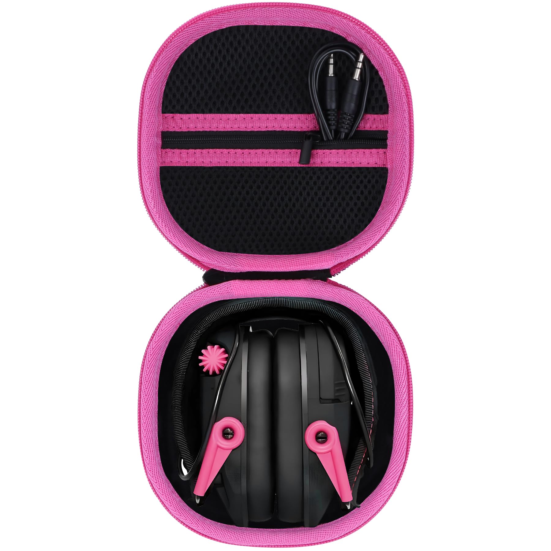AKSCYZM  Storage Case for Electronic Shooting Earmuff Hearing Protection Muff Black Pink Portable Hard EVA Carrying Case Fits Most Models