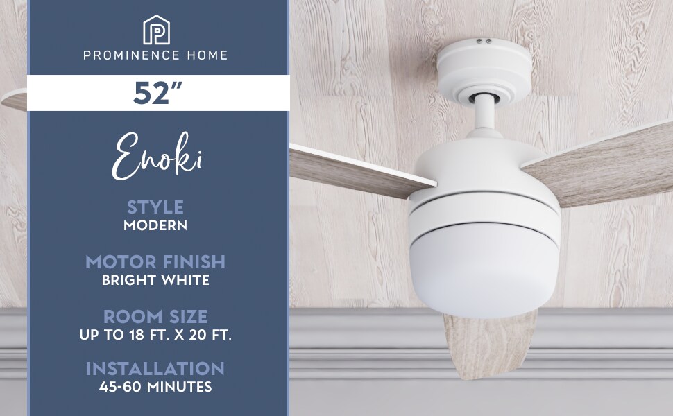 Prominence Home Enoki 52-in Bright White Indoor Ceiling Fan with