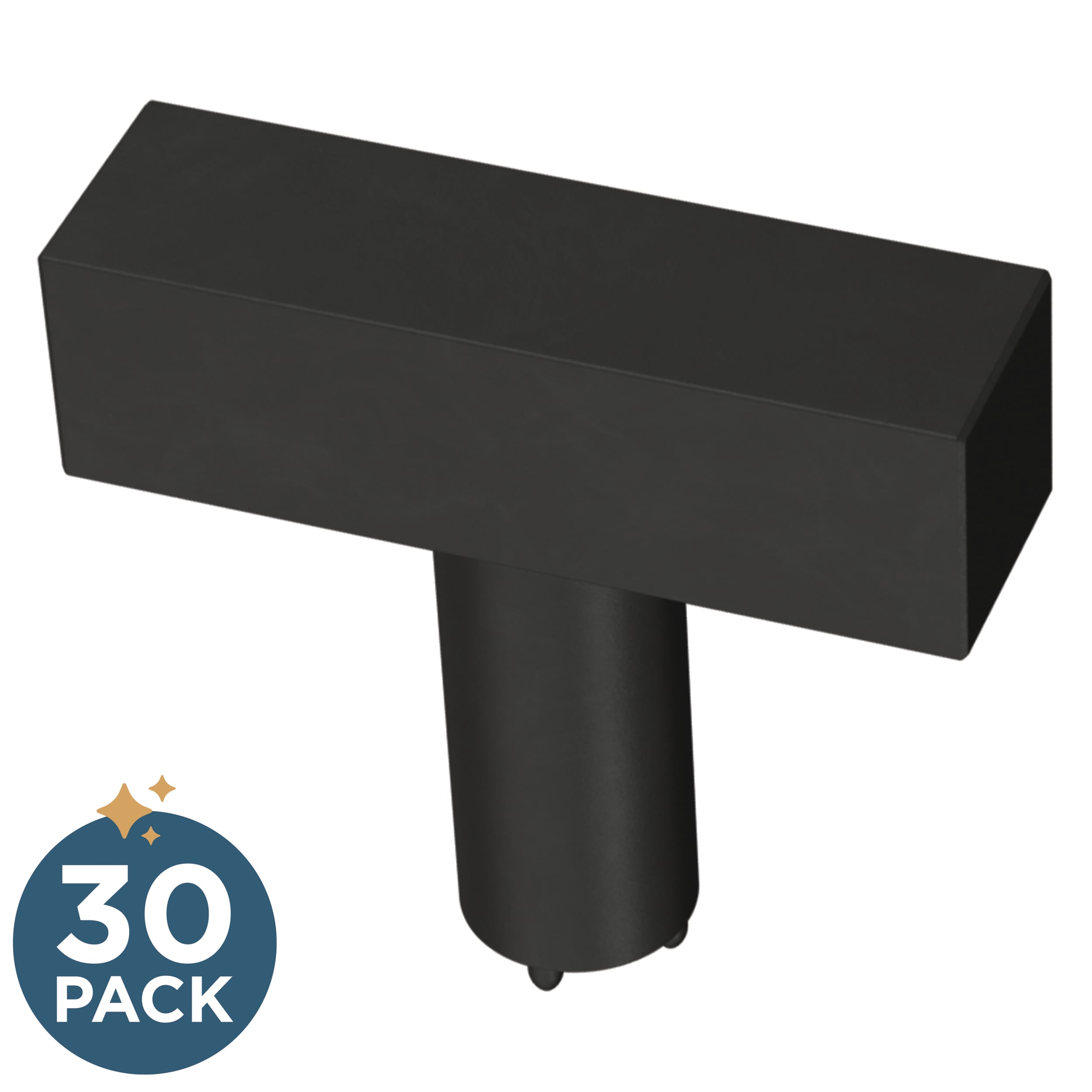 Franklin Brass P46654K-FB-B2 Simple Square Bar 1-1/4-in Matte Black Bar Modern Cabinet Knob 30 -Pack