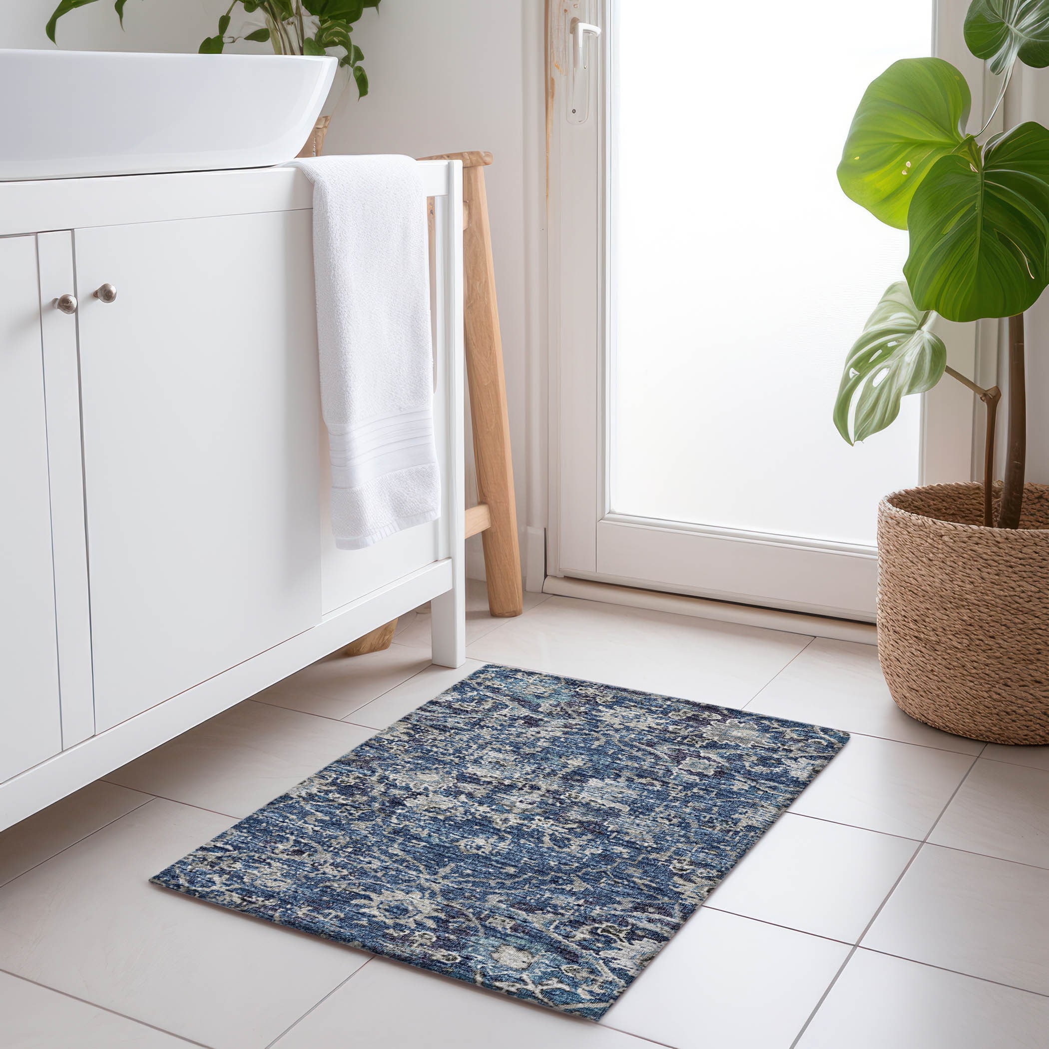 Addison Rugs AMF92BL20X30 Mayfield AMF92BL 2 x 3 (ft) Loomed Polyester Blue Rectangular Indoor Abstract Machine washable Area rug