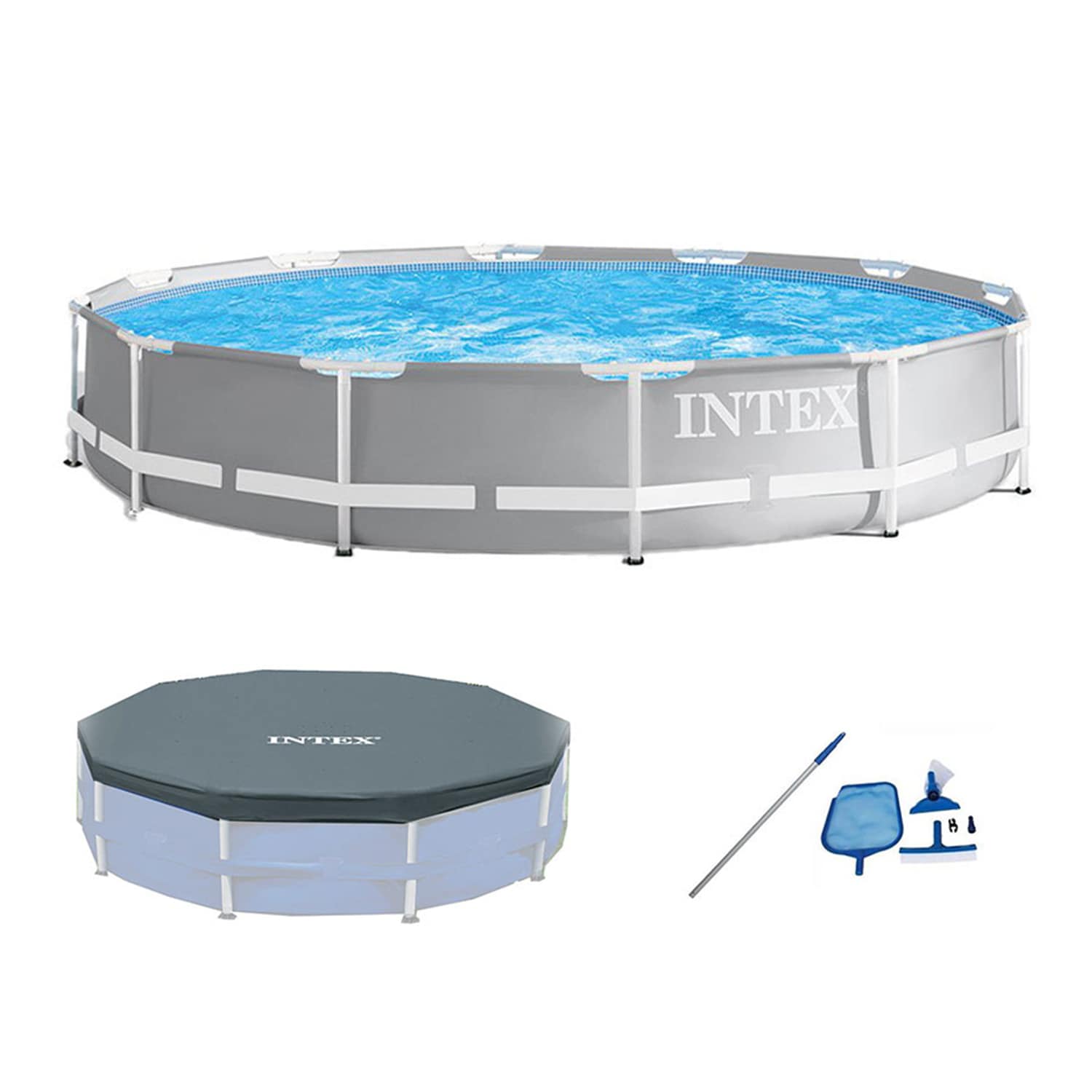 Intex 141952 12-ft x 12-ft x 30-in Metal frame Round Above-Ground Pool with Filter Pump