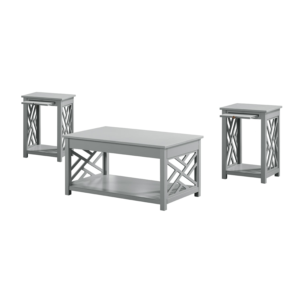 Alaterre Furniture ANCT0221440 Coventry 3 -Piece Casual Gray Pine Accent Table Set