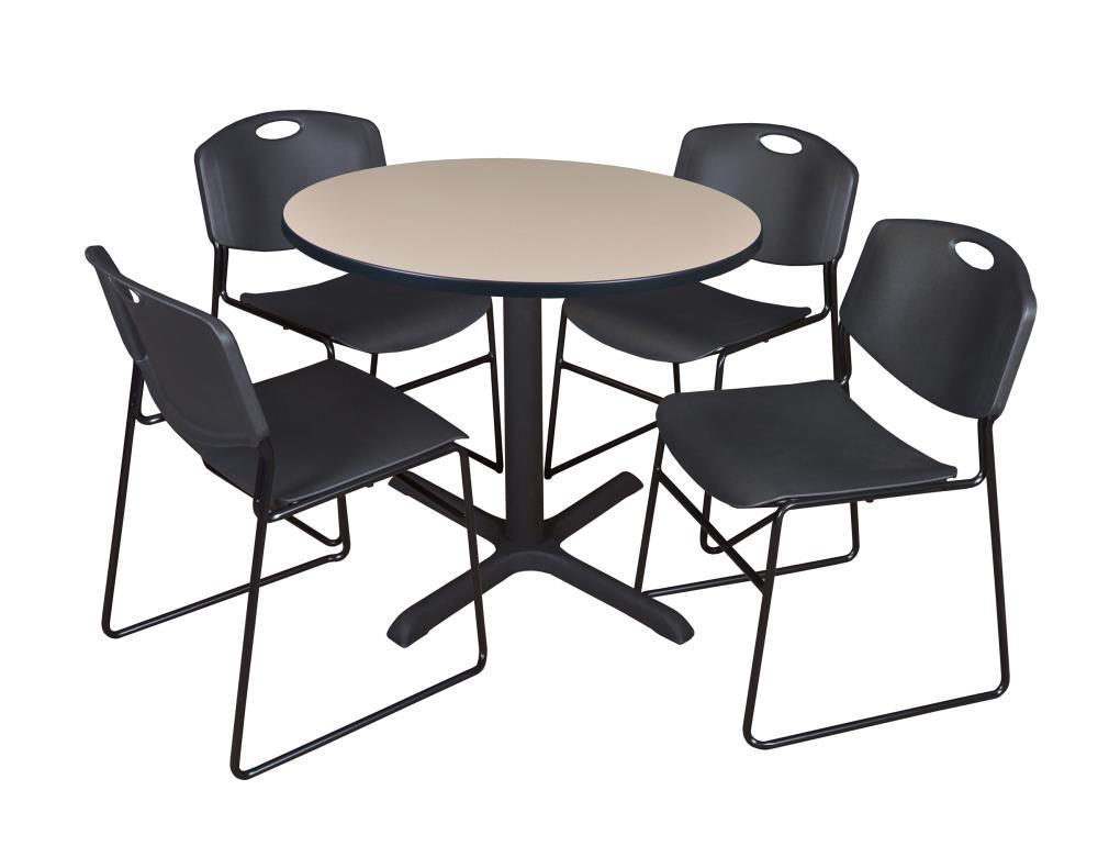 Regency TB36RNDBE44BK Breakroom Off-white 4-Person Training Table (36-in W x 29-in H)