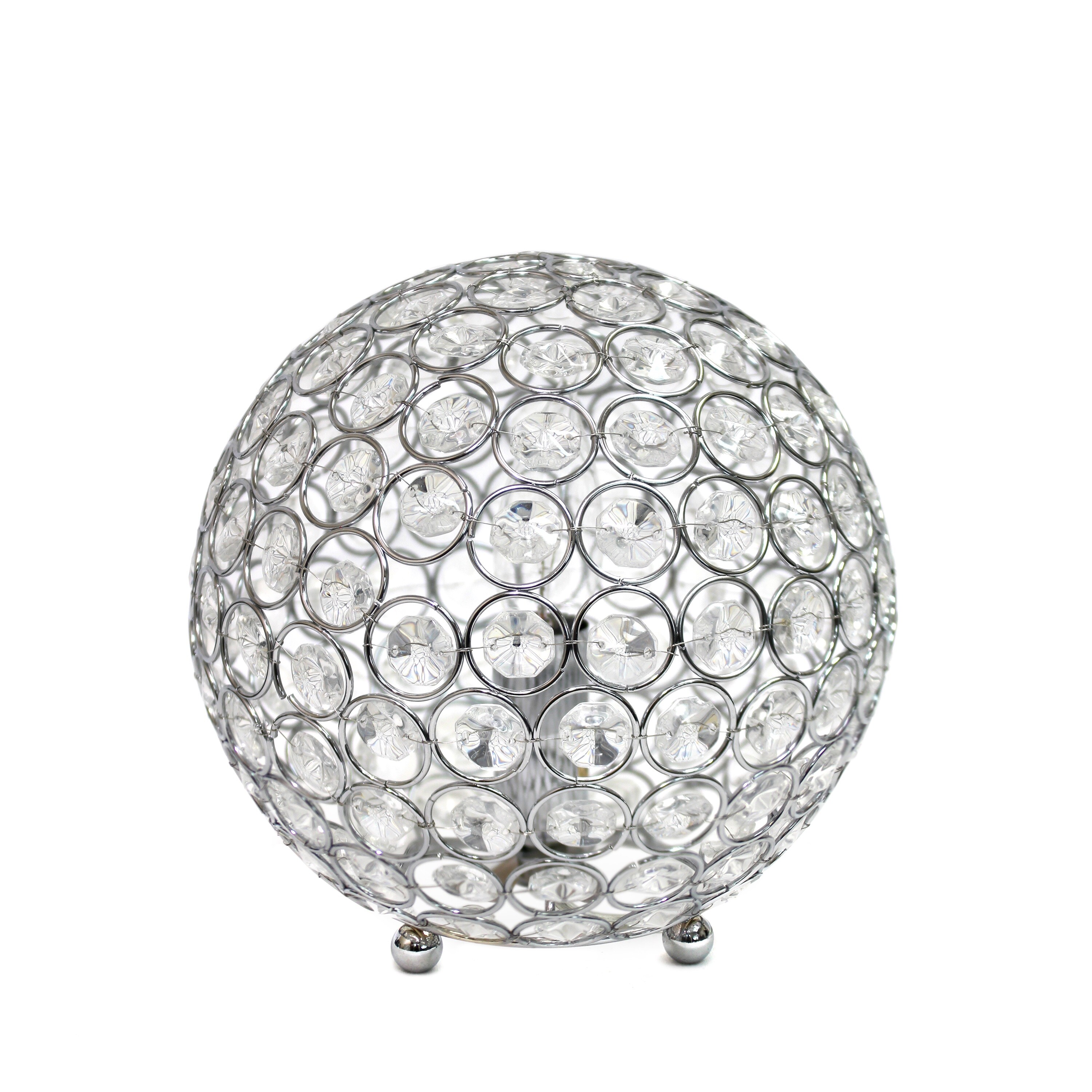 Elegant Designs LT1026-CHR Elipse Crystal 8-in Chrome Table Lamp with Crystal Shade