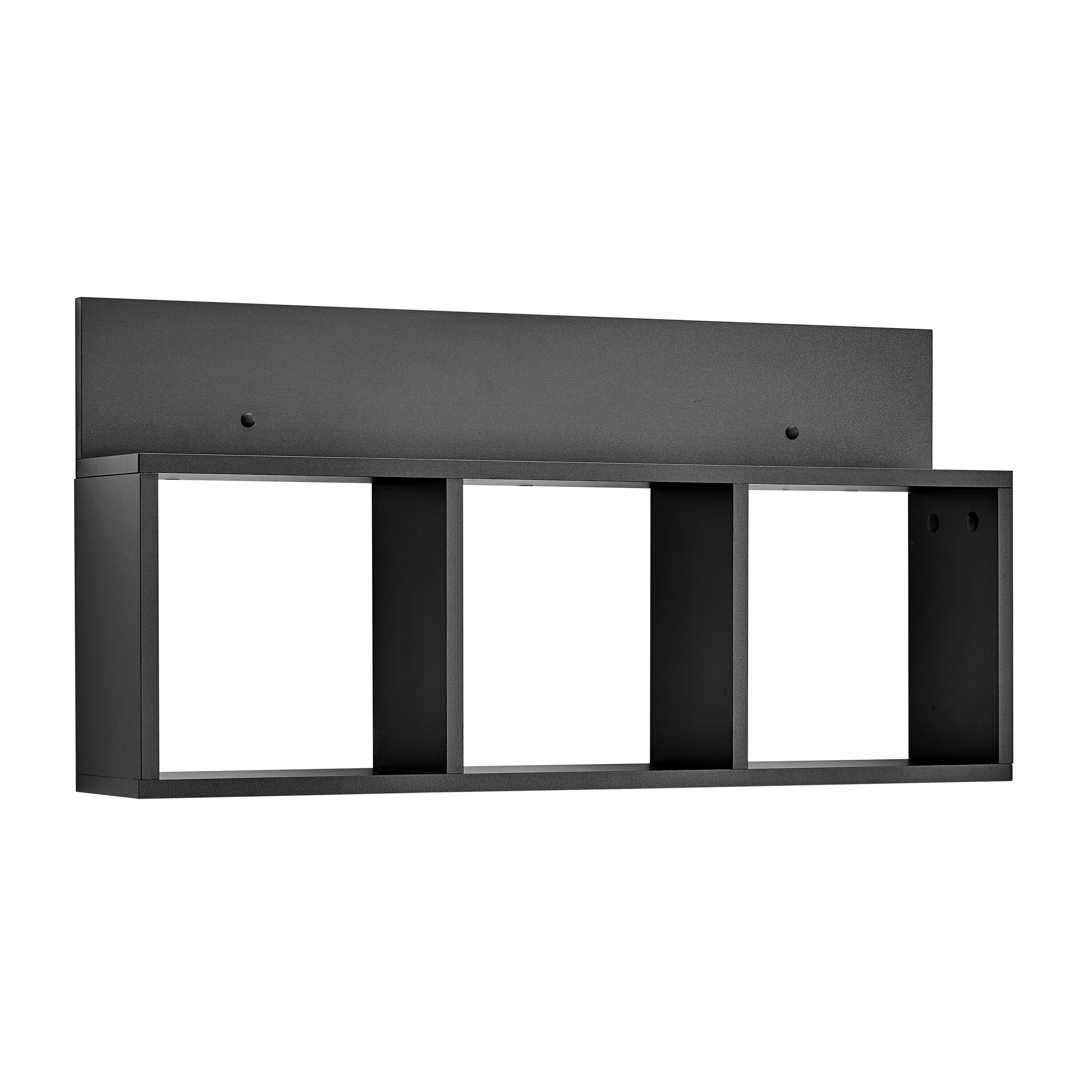 6 Hook Amelia Wall Shelf with Hanging Rod Black/Rustic - Danya B.