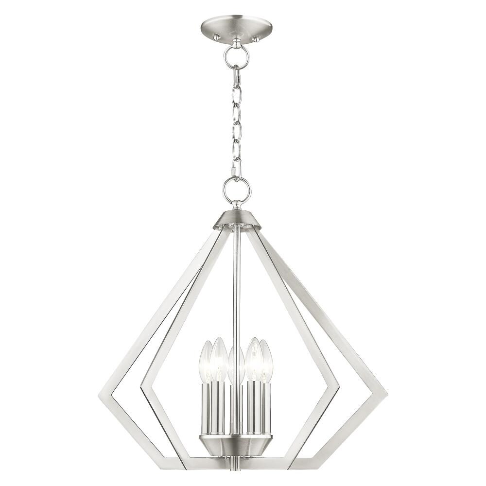 Livex Lighting Prism 5Light Brushed Nickel Modern/Contemporary Damp Rated Chandelier in the