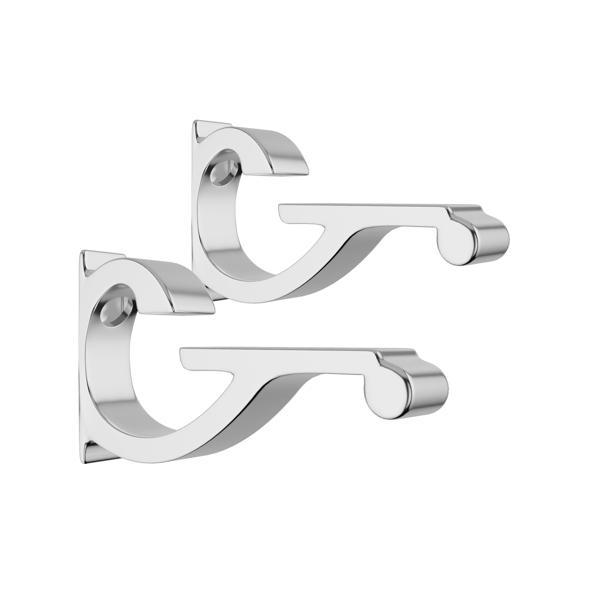 Brixwell  CSB5CH Designer Aluminum Shelf Bracket for 3/8 in to 1/2 in Glass Chrome Finish Pack of 2