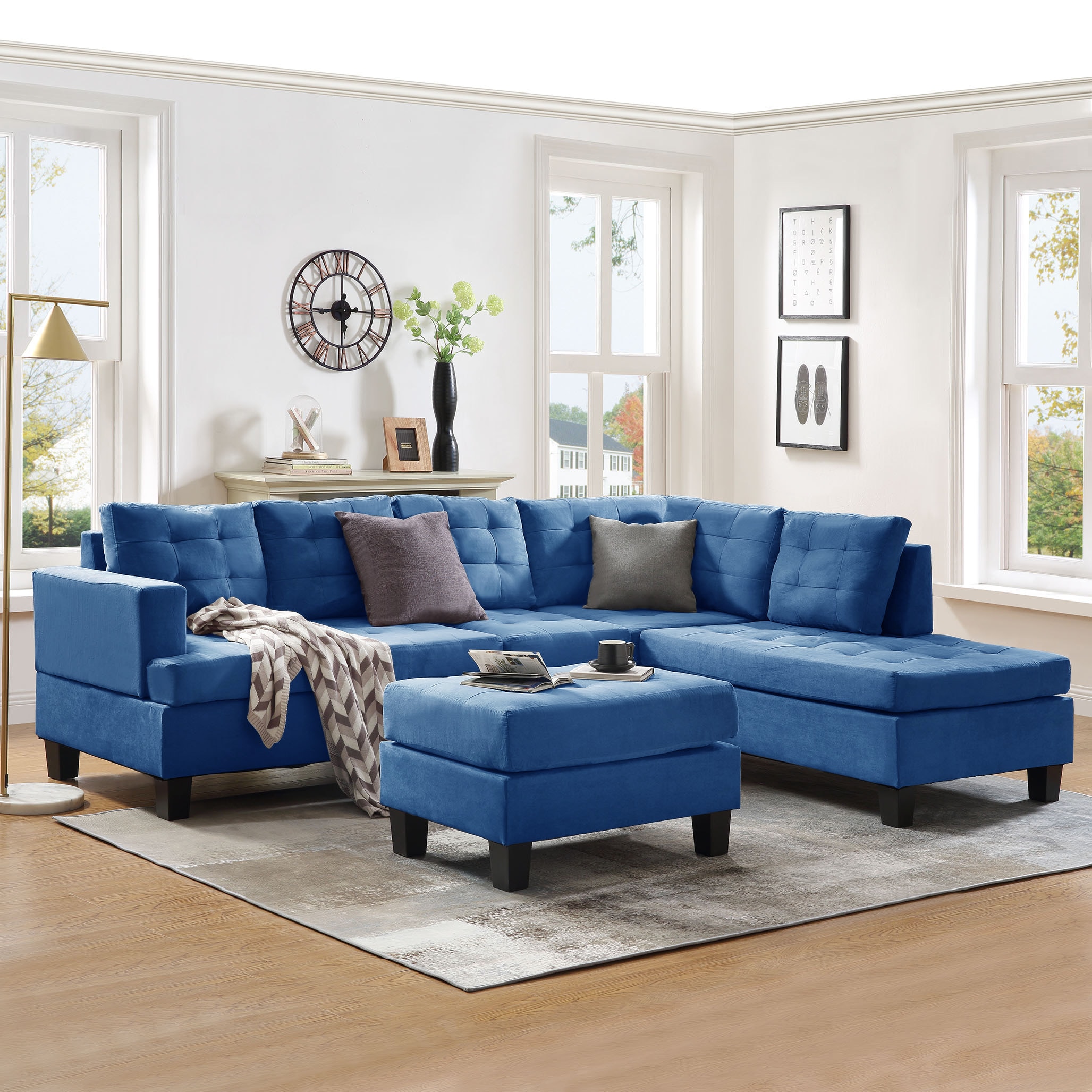 Modern 90.5'' Fabric Sofa with Removable Pillows and Thick Seat