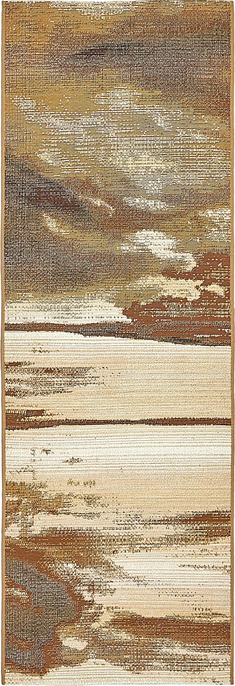 Fluid Abstract Brown and Gray Outdoor Runner Rug - 2' x 6'
