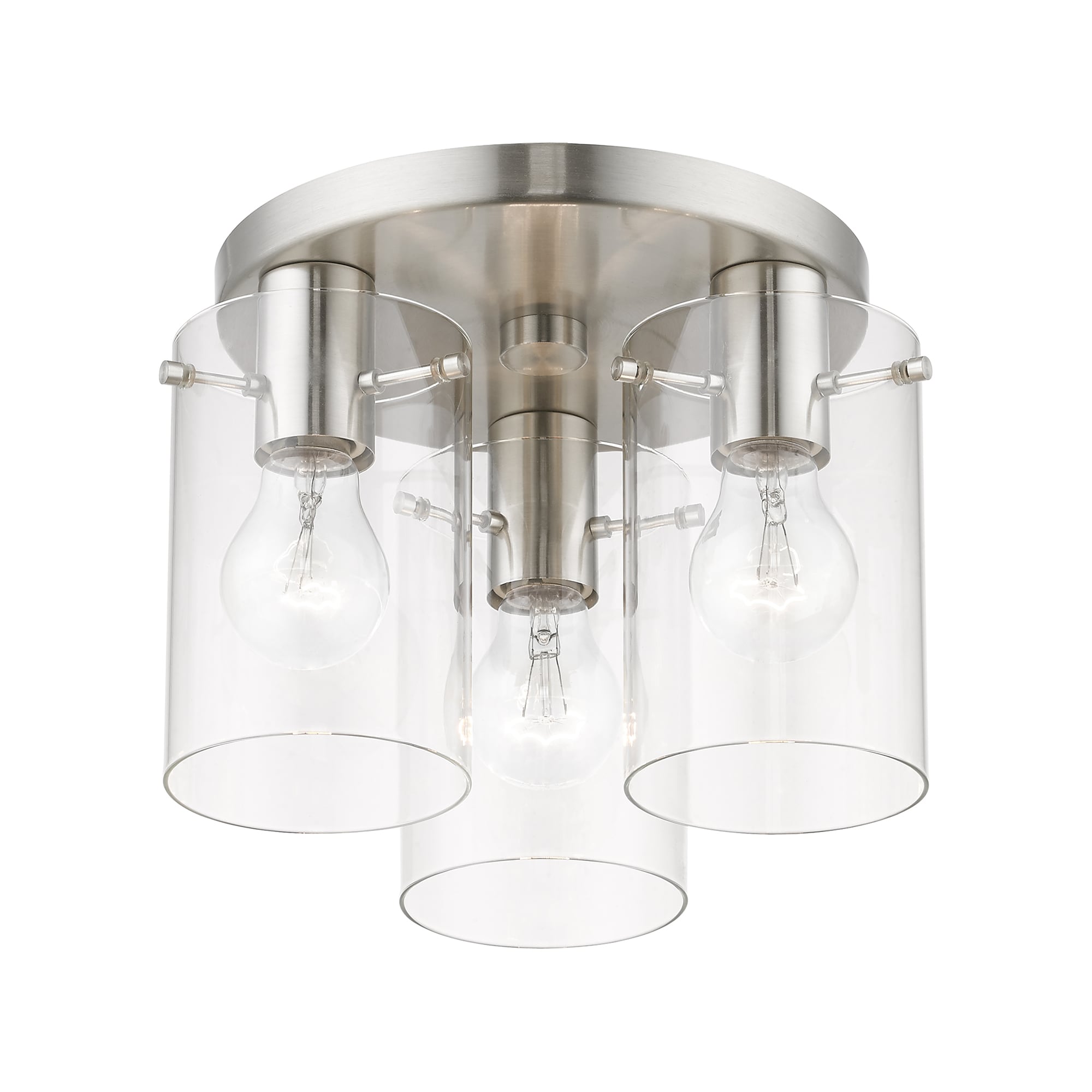 Munich Contemporary 3-Light Indoor/Outdoor Flush Mount in Brushed Nickel