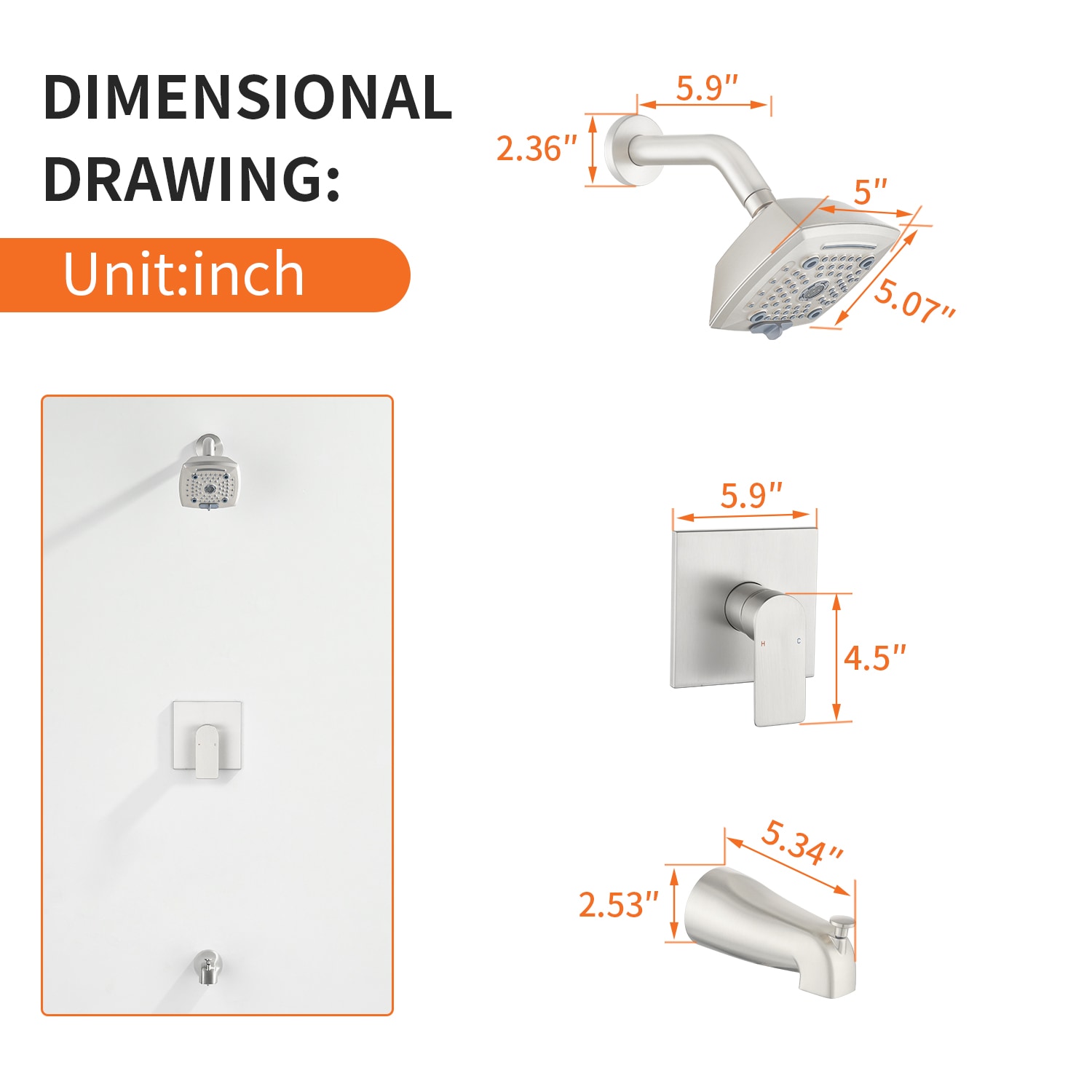 WELLFOR BFT5202GB -WF Tub-Shower-Faucets - View #8