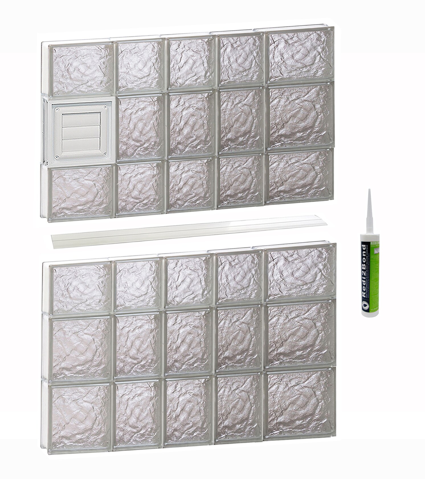 REDI2SET D3442IS Ice Glass 32-3/4-in x 40-1/2-in Frameless Replacement Dryer vent Glass Block Window